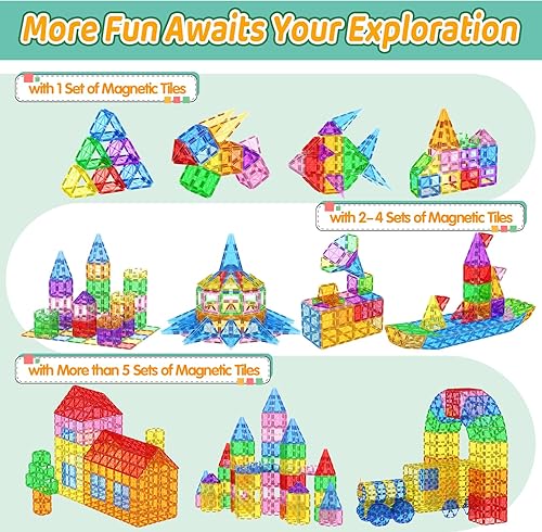 Miniatura 7 de 98 piezas de azulejos magnéticos para niños, juguetes magnéticos STEM para niños pequeños, bloques magnéticos, juguetes de construcción, aprendizaje