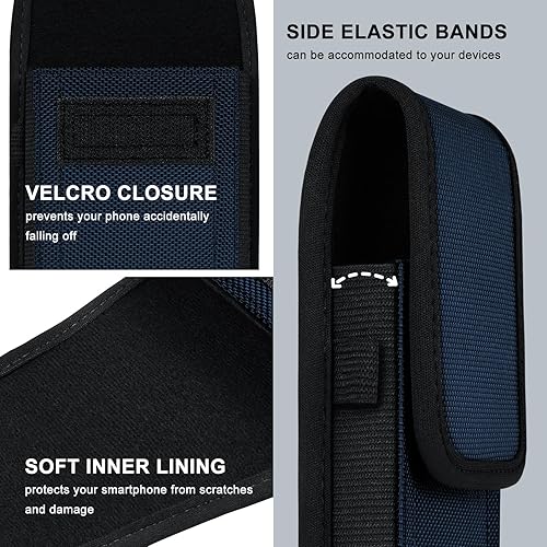 Miniatura 6 de ykooe Funda de nailon para teléfono celular compatible con iPhone 161514131211 Pro Max & Plus, 17 modelos Air, Samsung Galaxy S24S23S21 FE, azul, XL