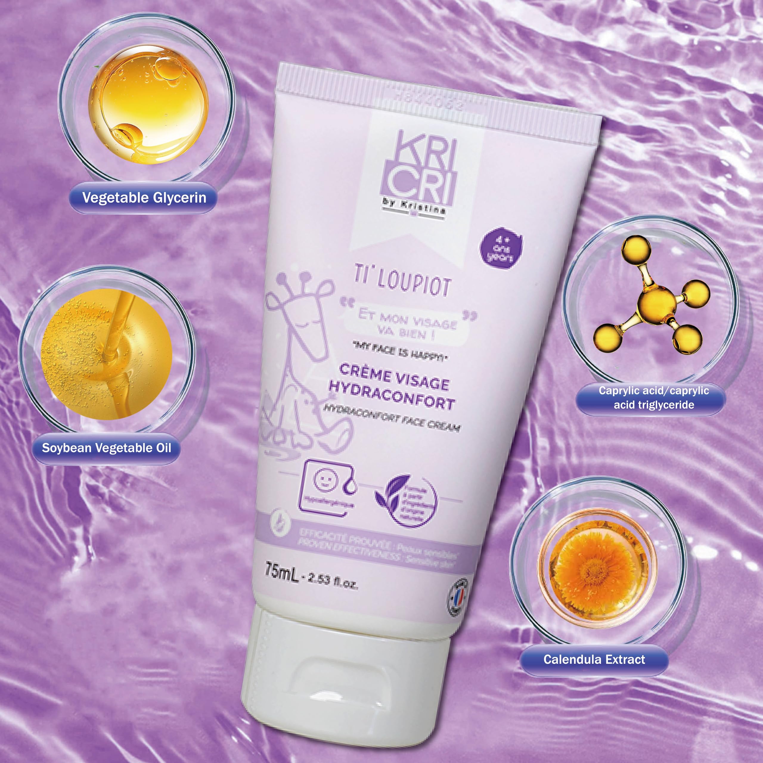 Kricri Children's Face Moisturizer, Youth Skin Care Product with Plant based Ingredients Suitable for Dry or Sensitive Skin, Suitable for Over 4 Years Old