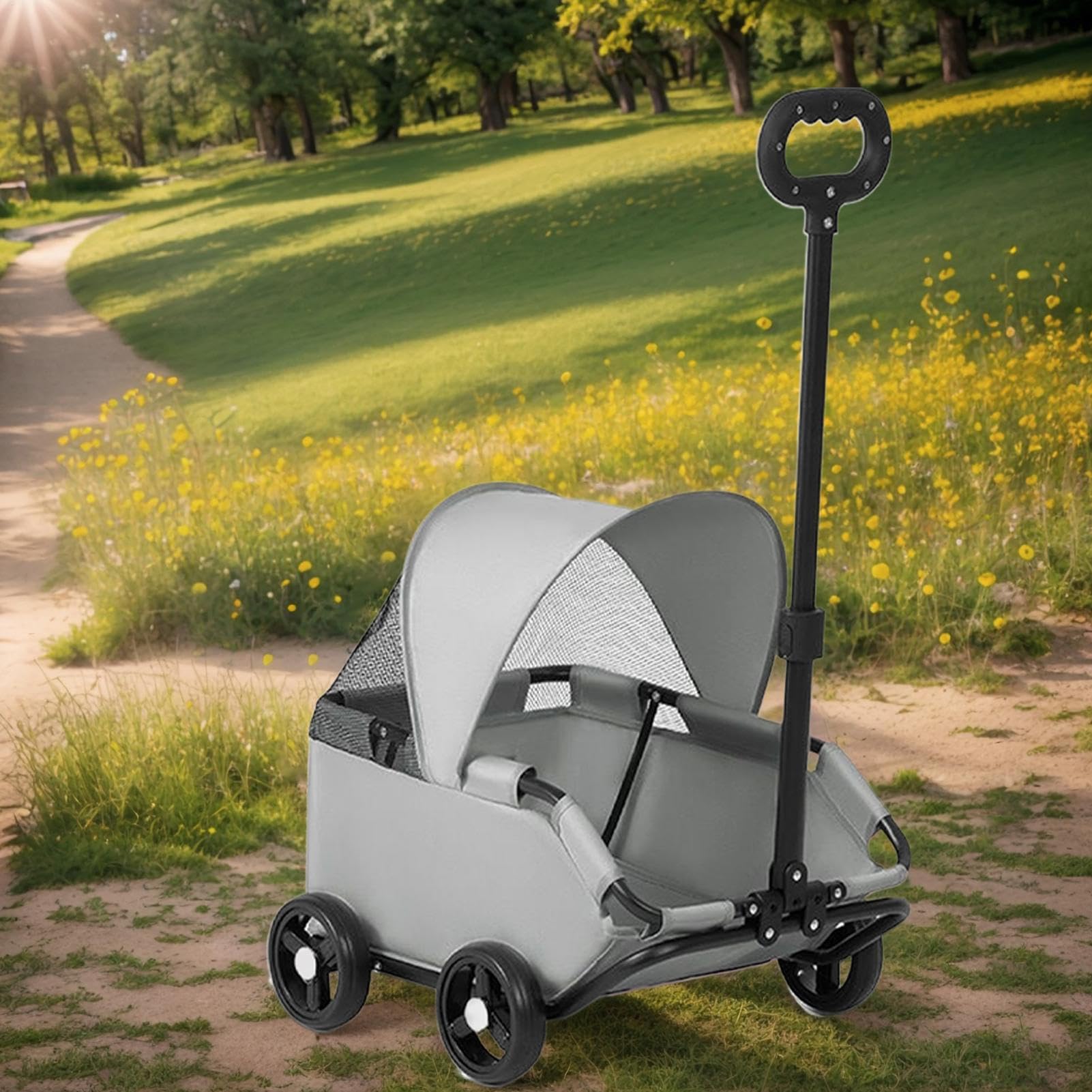 Hundekinderwagen Bis 7kg Kapazität für Welpen, Kätzchen & Kleintiere | Klappbarer -Kinderwagen und Hundewagen für Reisen Tierarztbesuche Pendeln Outdoor-Abenteuerpark Einkaufszentrum Hinterhof