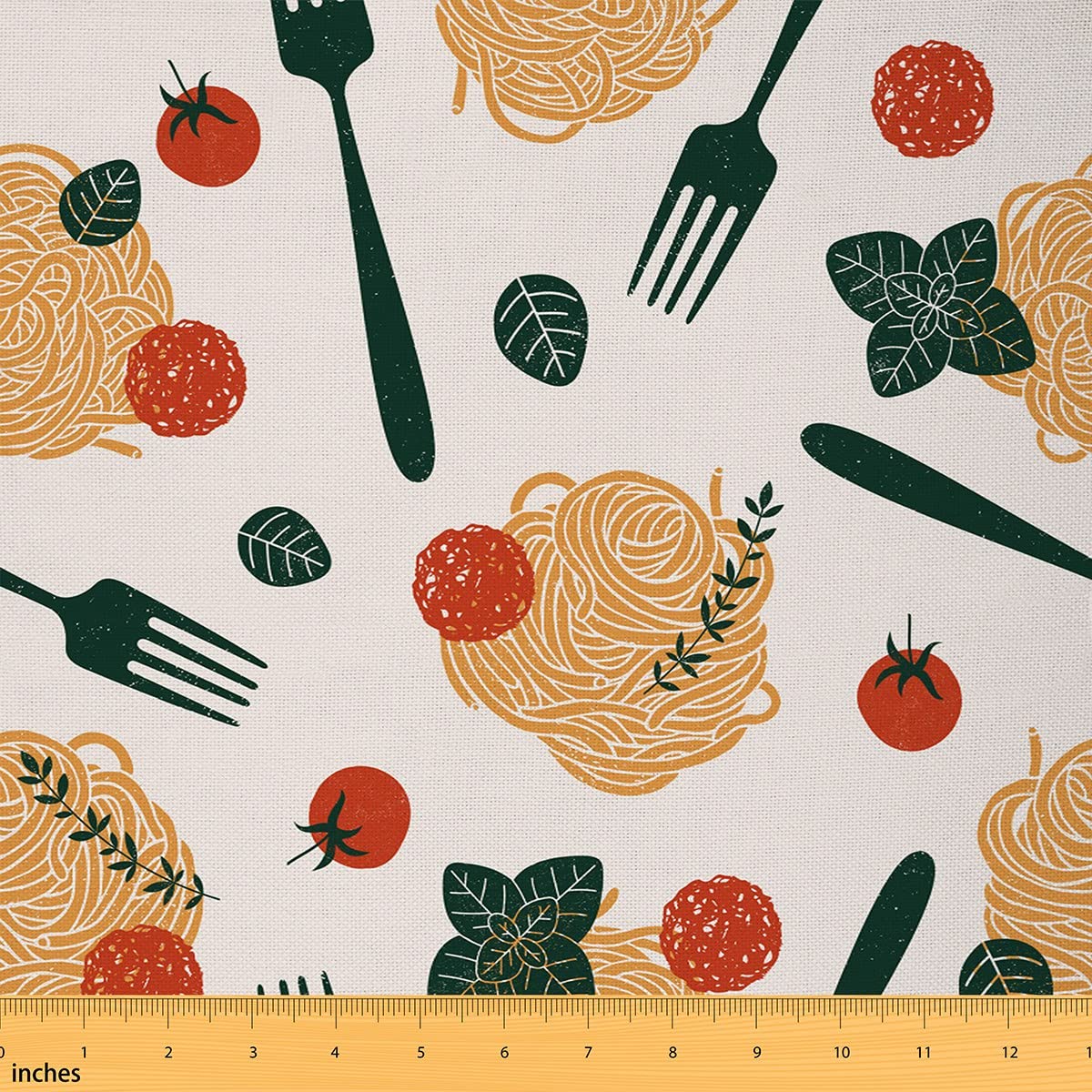 Richhome Boys Multi 3 Tasty Noodles Fabric By The Yard Western Food Delicious Dinner Decorative Fabric For Upholstery And Home Diy Projects Watercolor Tomatoes Italian Pasta Fabric For Kids Girls Gifts,1 Yard