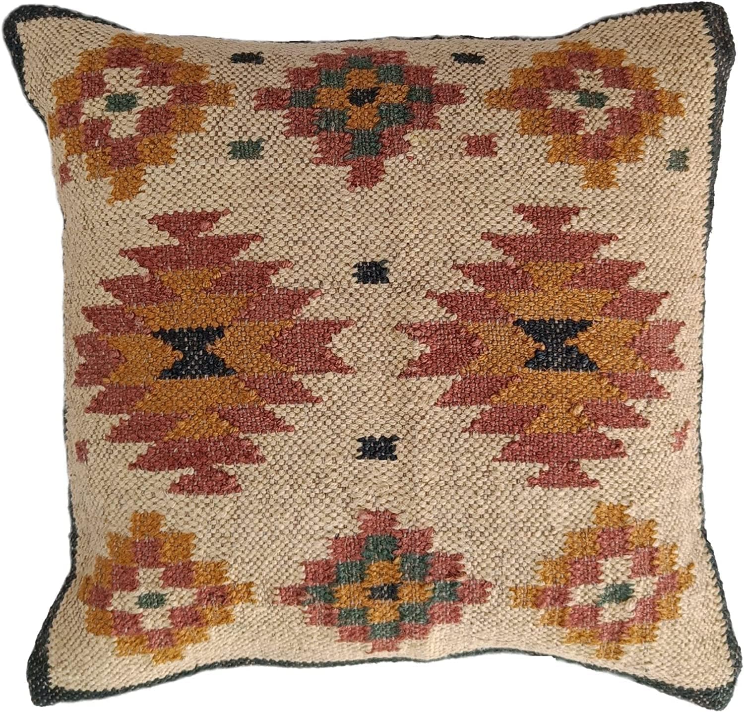 Handgemaakte Kilim kussensloop 18x18, Jute Outdoor