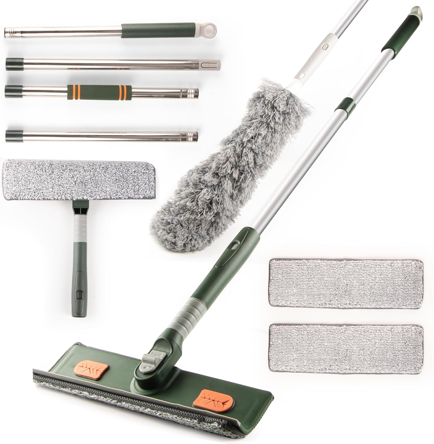 Window Squeegee with Scrubber, 2 in 1 Professional Window