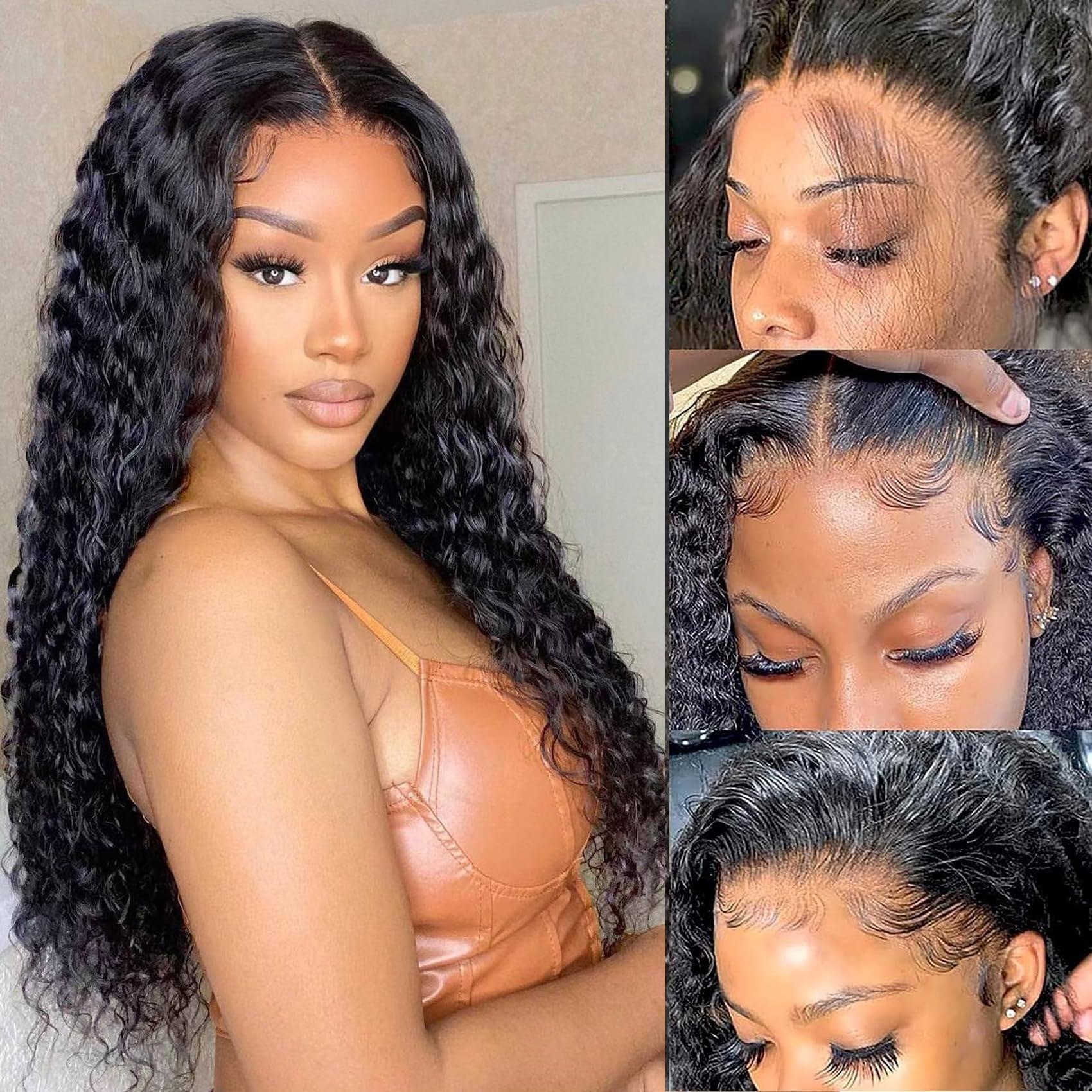 Lace Front Wigs Human Hair 180% Density 13x4 Wet and Wavy Water Curly HD Lace Front Wigs Human Hair Wigs for Black Women Glueless Wigs Human Hair Pre Pluck with Baby Hair (20inch