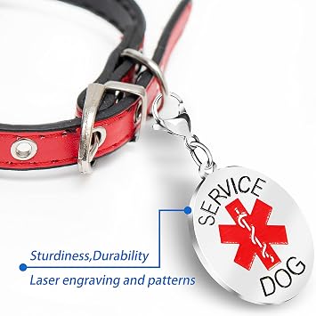 Service Dog Tags Personalized Service Dog ID Tags Customized Emotional Support Dog Tag Service Animal Tag Stainless Steel Easy to Read Sturdy and Deeply Engraved