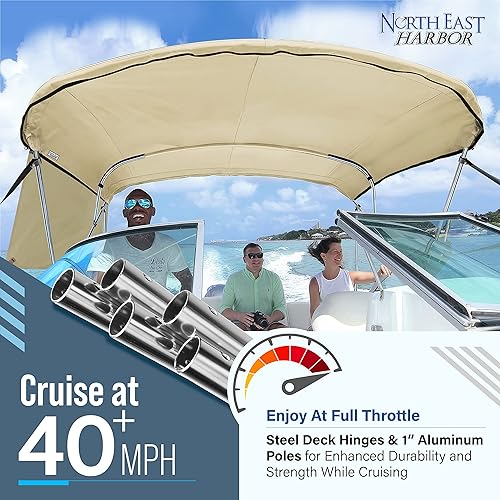 Miniatura 4 de KNOX Bimini tops universales de 3 arcos para paredes laterales, postes de soporte, lona marina 900D a prueba de decoloración, funda de