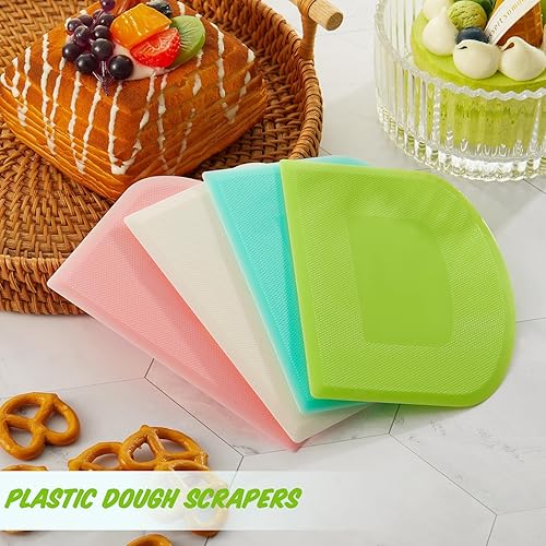 Miniatura 6 de Thyle Juego de 20 raspadores de masa de plástico, raspadores de tazón, cortador de masa multiusos, espátula flexible para cocina, herramienta para