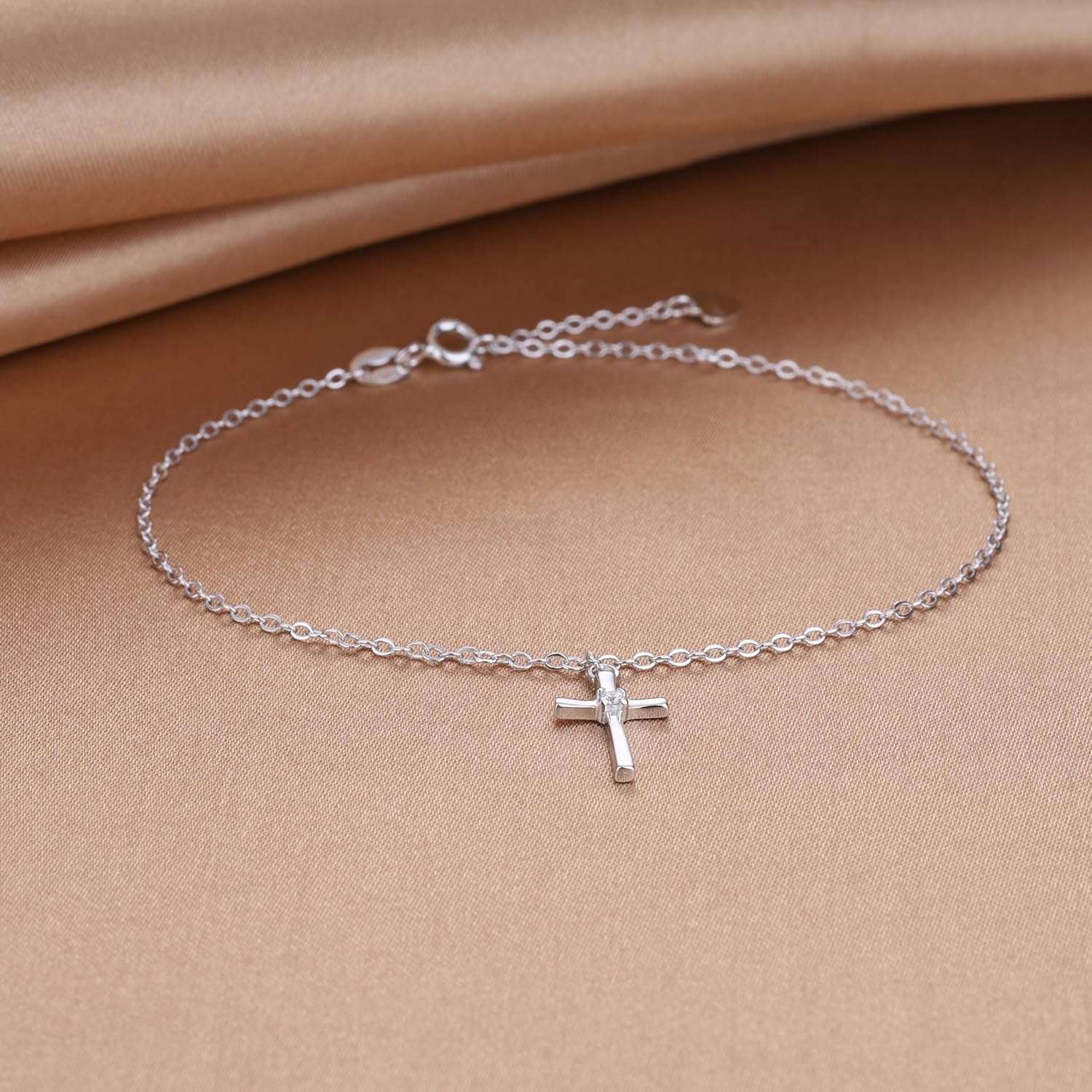 GAVU 925 Sterling Silver Zirconia Cross Bracelet for Women, Silver Cross Charm Confirmation Bracelet - Image 5