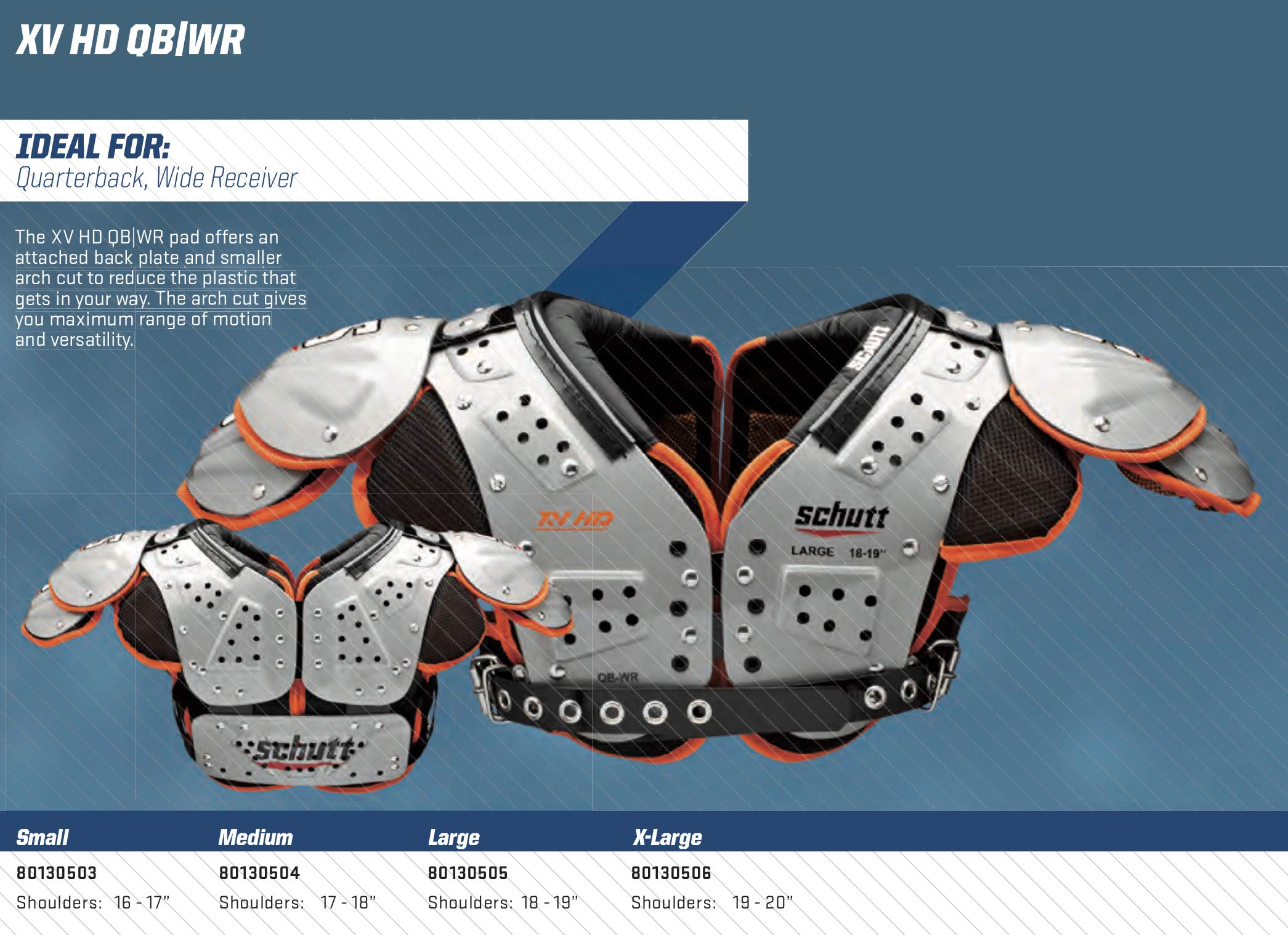 Schutt Sports Varsity XV HD QB/WR Schulterpolster