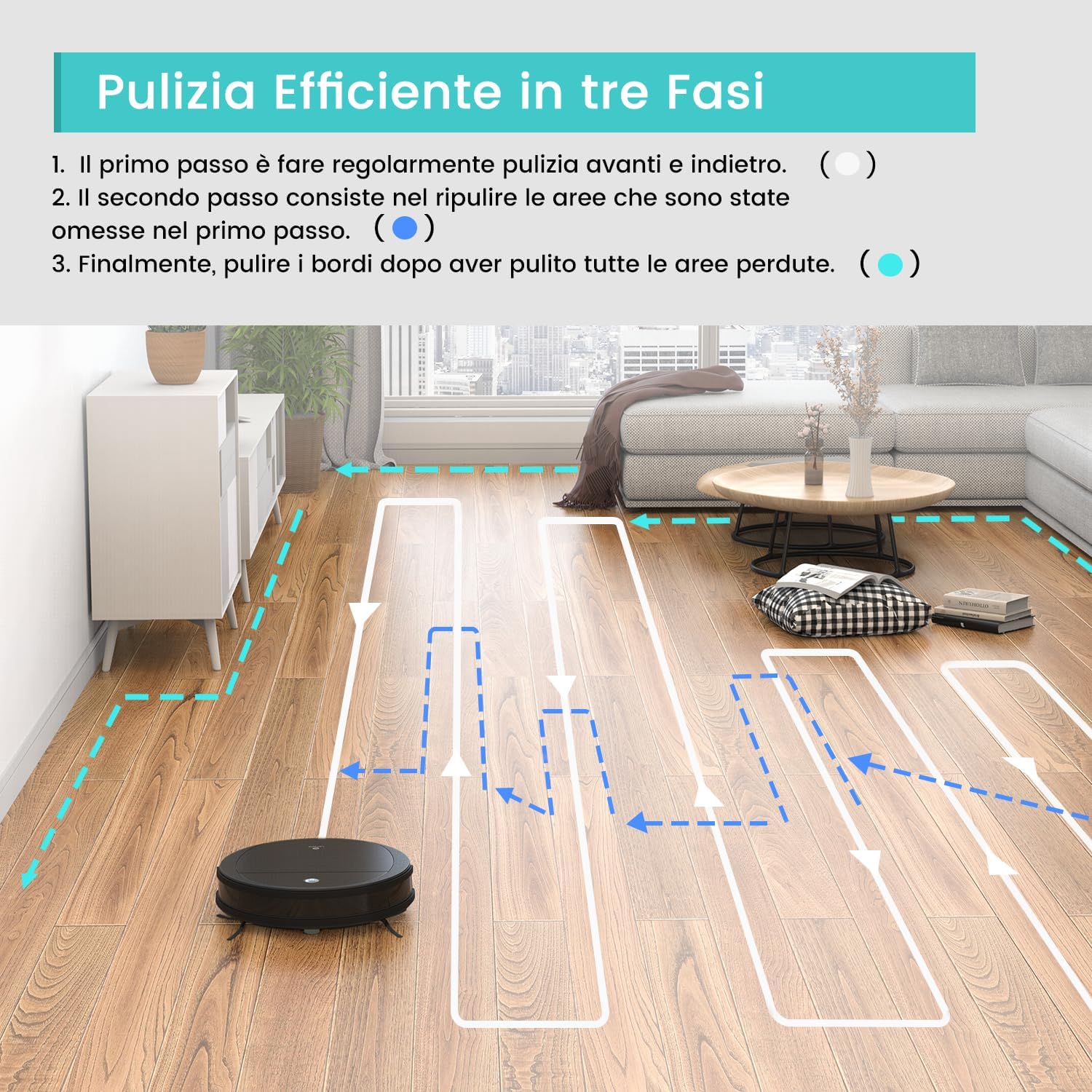 LEFANT Robot Aspirapolvere Lavapavimenti mini,2200pa forte aspirazione,6D Sensore di Collisione,Alexa/Google,Ideale per peli di animali domestici, Moquette e Pavimento duro,Aspirapolvere Robot-M213