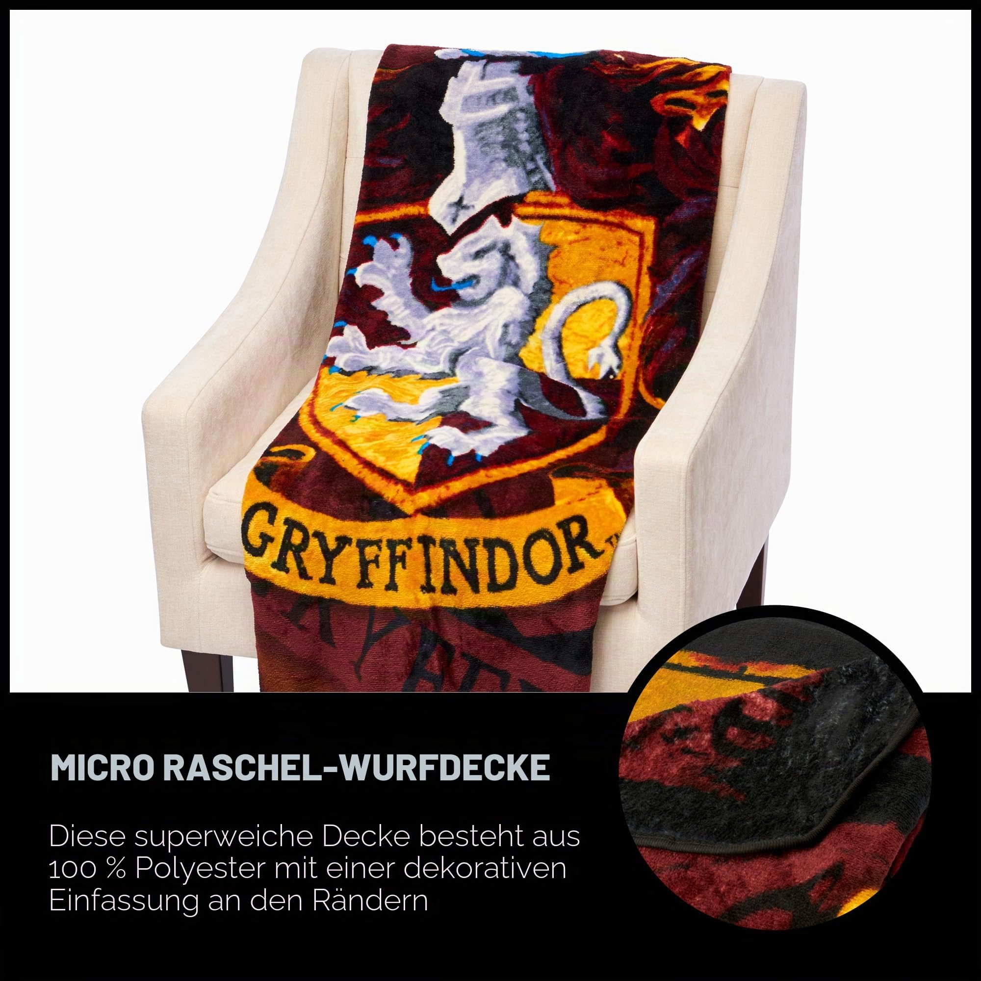 Northwest Harry Potter Micro Raschel Überwurfdecke, 116,8 x 152,4 cm, Kampfflagge