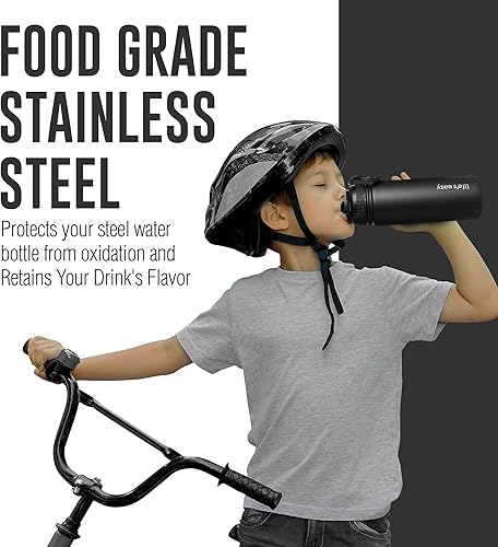 Miniatura 3 de Life's Easy Botella de agua aislada de acero inoxidable  Botella de agua deportiva con mango de bucle y tapa de popote de silicona biónico  Frasco