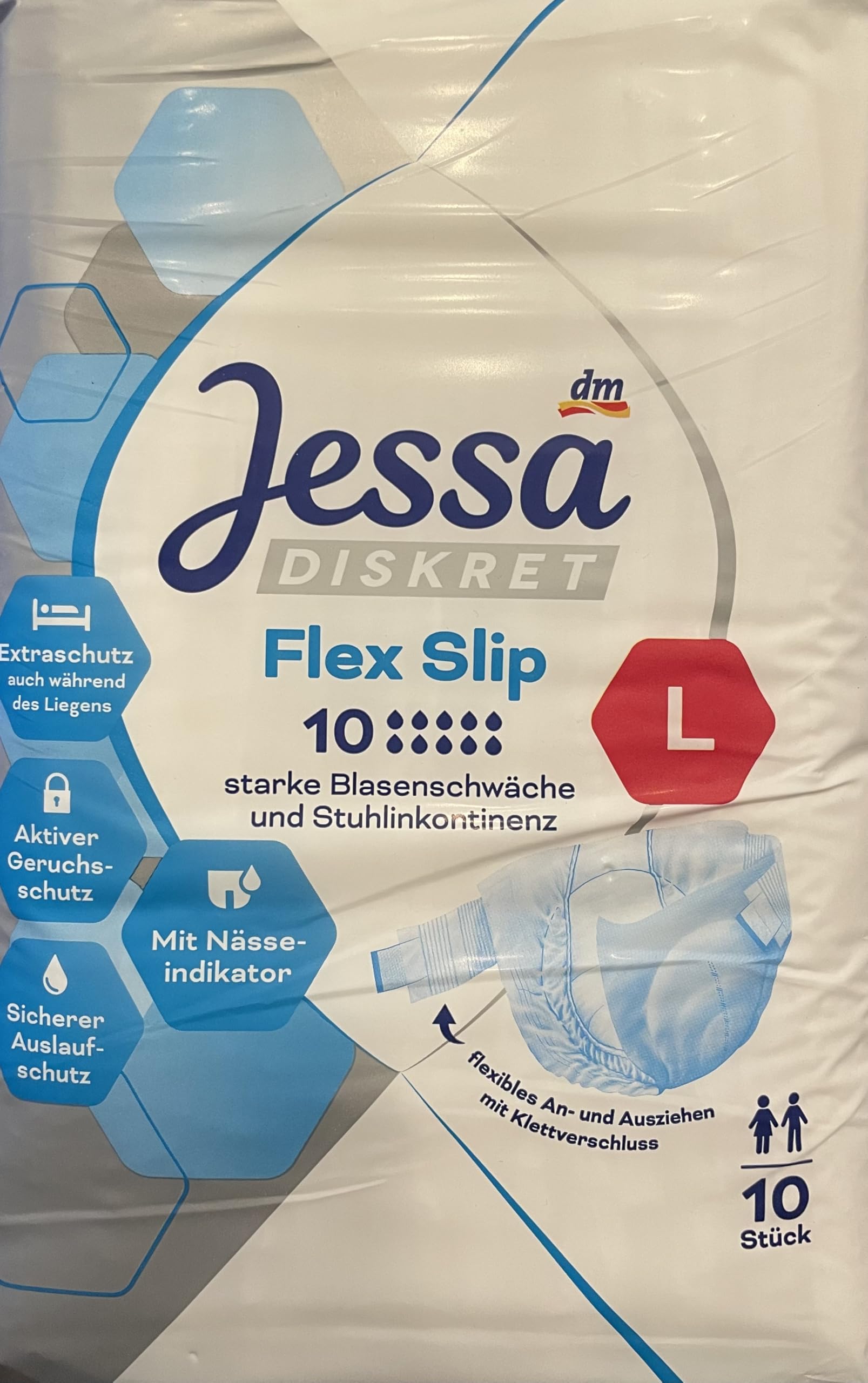 Jessa Diskret Pants Inkontinenz Flexslip Gr. L Auslaufschutz, 10 St Drogerie & Körperpflege