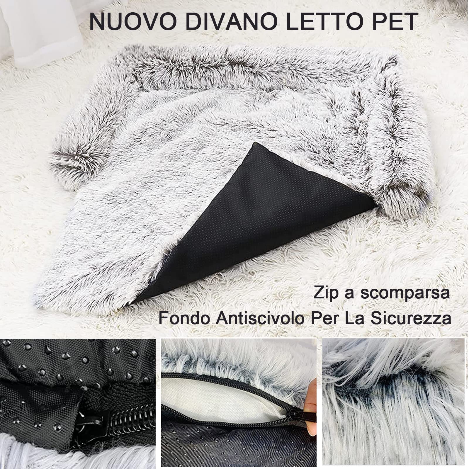 Cuscino Cane Grande Sfoderabile Cuscino per Cani per Divano Schiuma di Memoria 7d Cuccia per Cani da Interno Letto per Cani Morbida Coperte Tappetino con Cerniera (M, Grigio scuro)