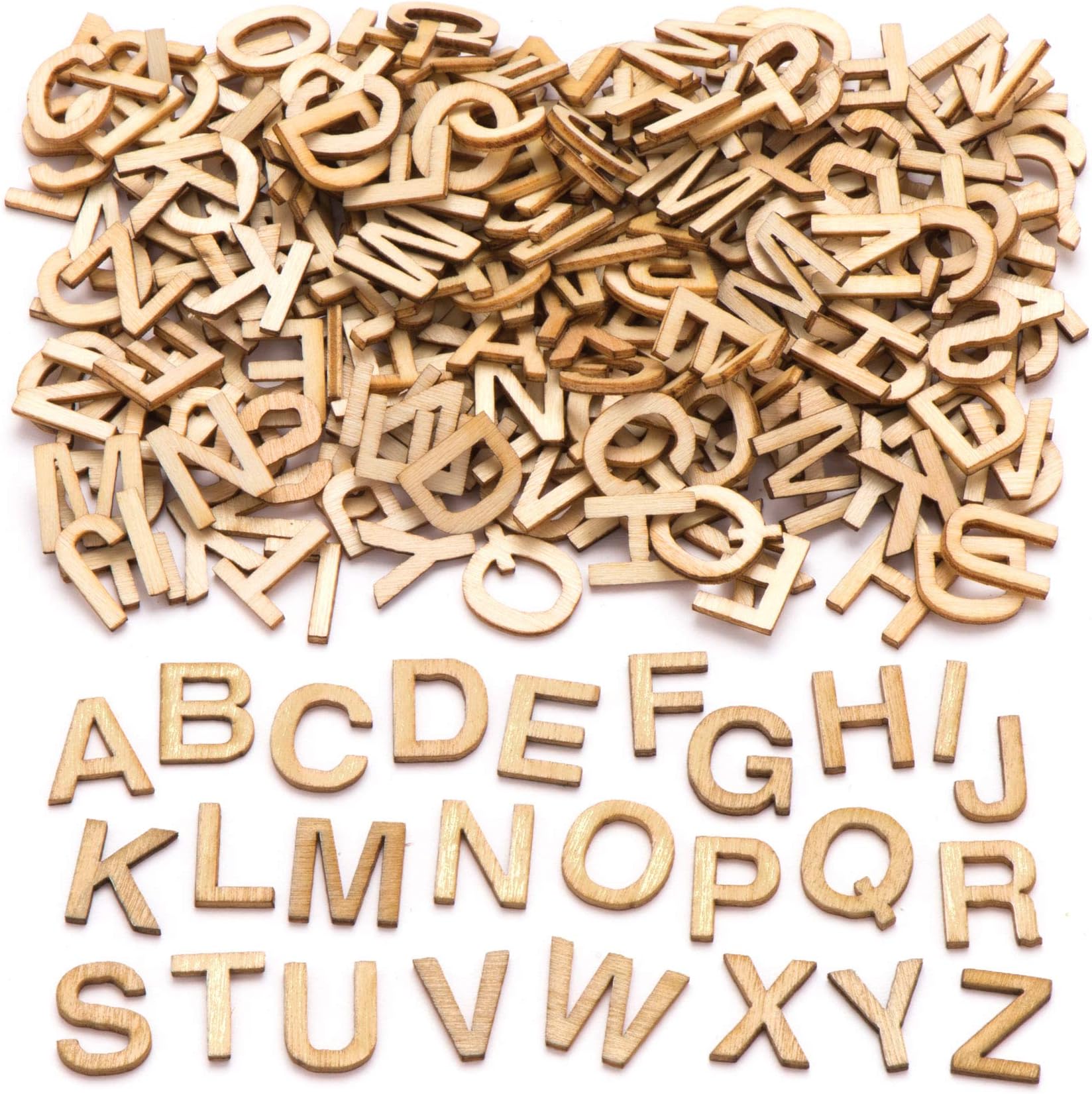 Baker Ross AW350 Mini Wooden Letter Templates (Pack of 260) For Kids to Decorate and Display - 13 mm