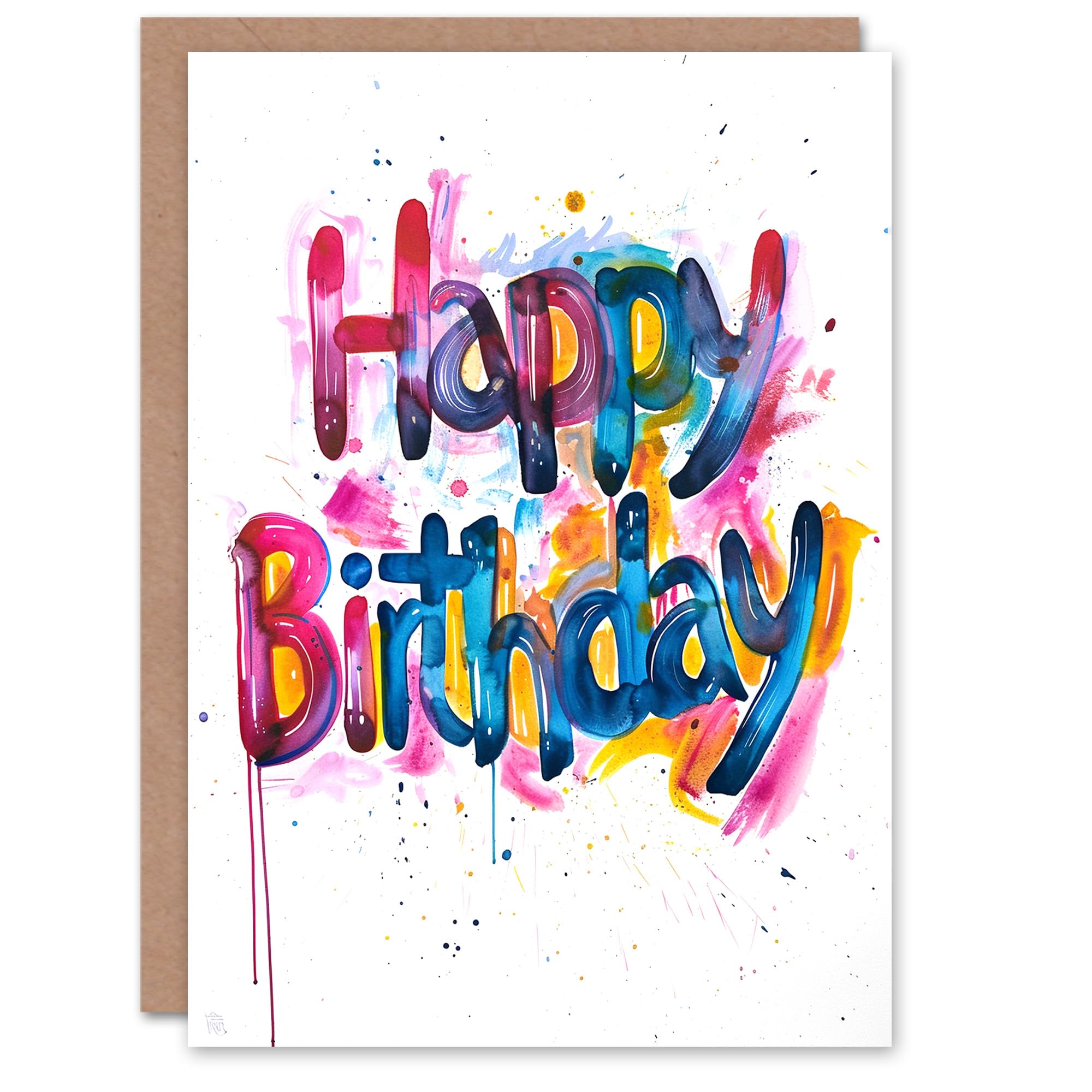 Artery8 Birthday Card Birthday Street Art Graffiti Colourful Fun Simple For Him Her Man Woman Girl Boy Wife Husband Greeting Card