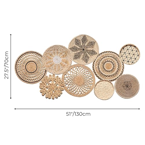 Vista 2 de 9 Pcs Wall Basket Decor, Boho Wall Baskets Suitable for Any Home Style, Seagrass Wall Decor, Wicker Wall Decor, Boho Basket Wall Decor, Woven Wall