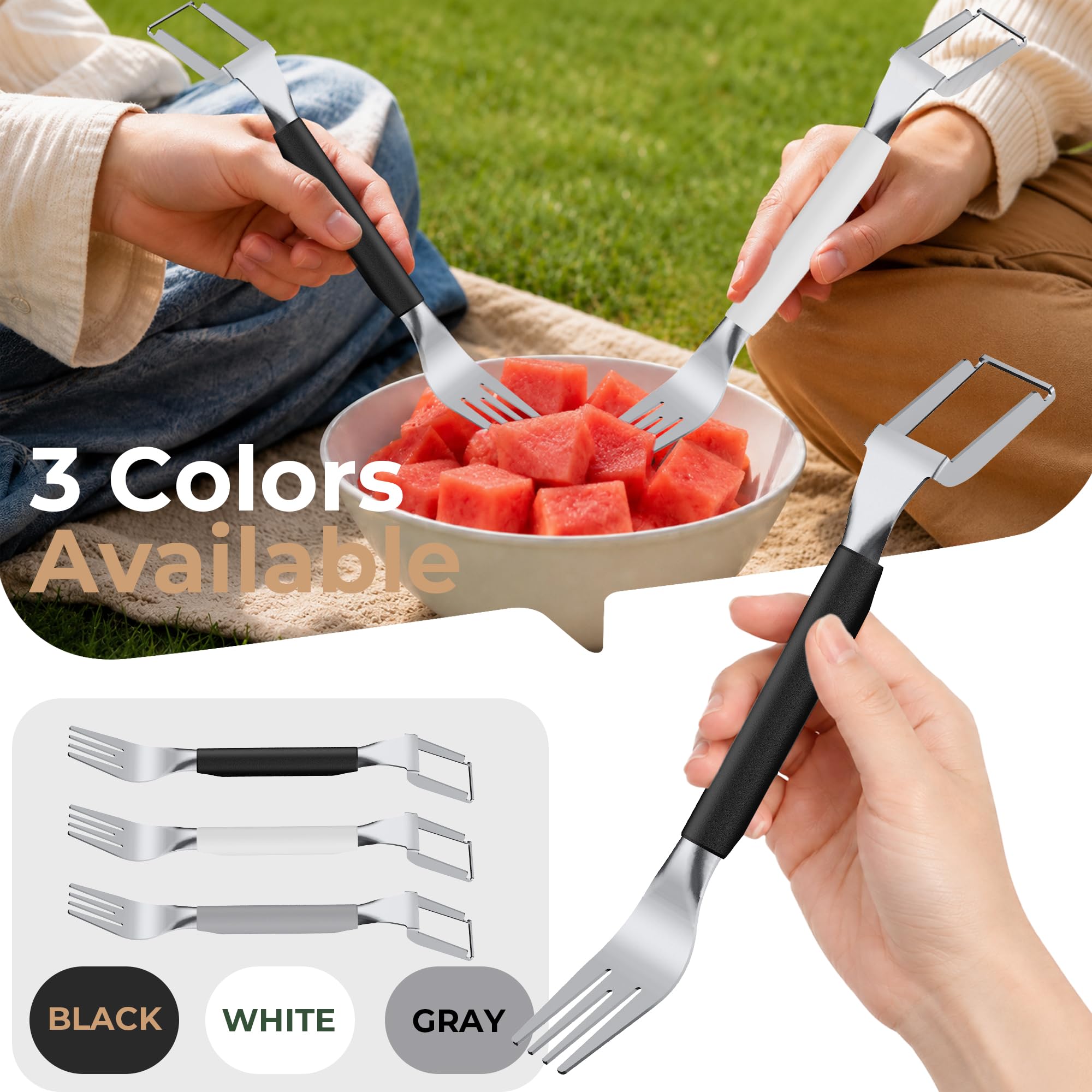 Watermelon Cutter & Fork - Dual Stainless Steel -7