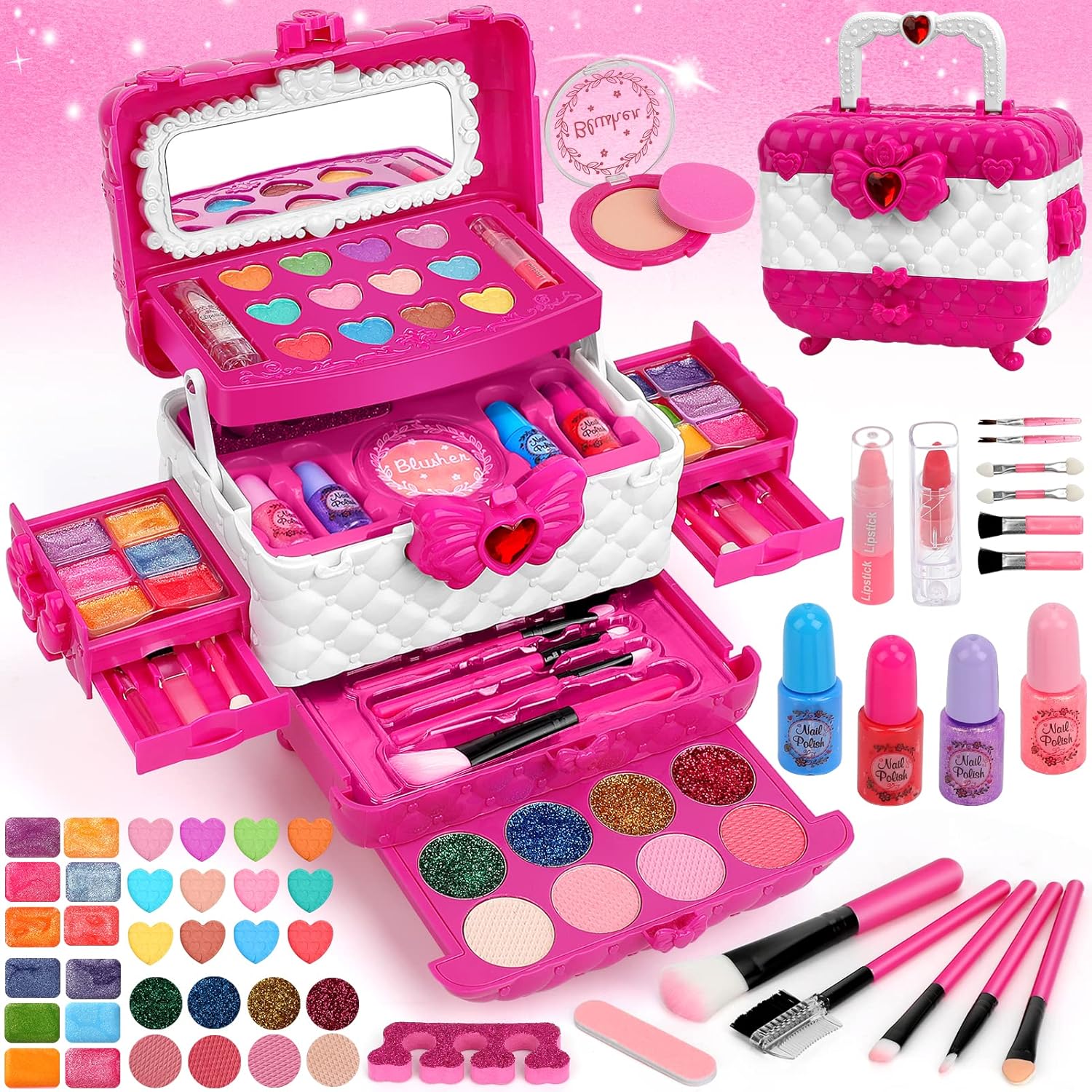 Kids Makeup Kit for Girls, 54PCS Teensymic Makeup Toys for Girls