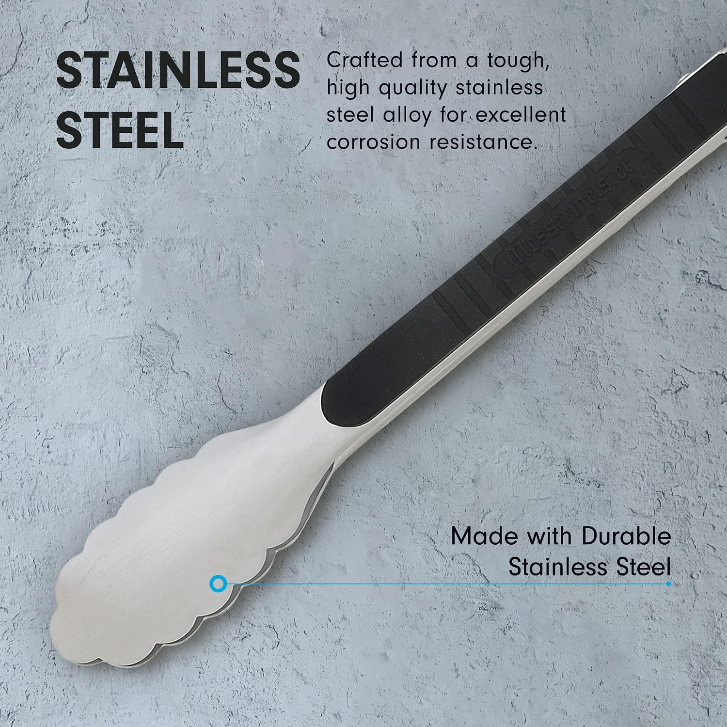 Messermeister Stainless Locking Tongs, 16” - Gently Grips Food - Durable Stainless Steel & Non-Slip, Silicone Grip - Dishwasher Safe