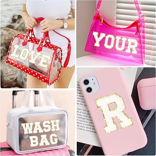 Miniatura 5 de Parches de letras de felpilla autoadhesivas NICEVINYL 104 piezas de parches de letras blancas para planchar para ropa, mochilas, apliques bordados,