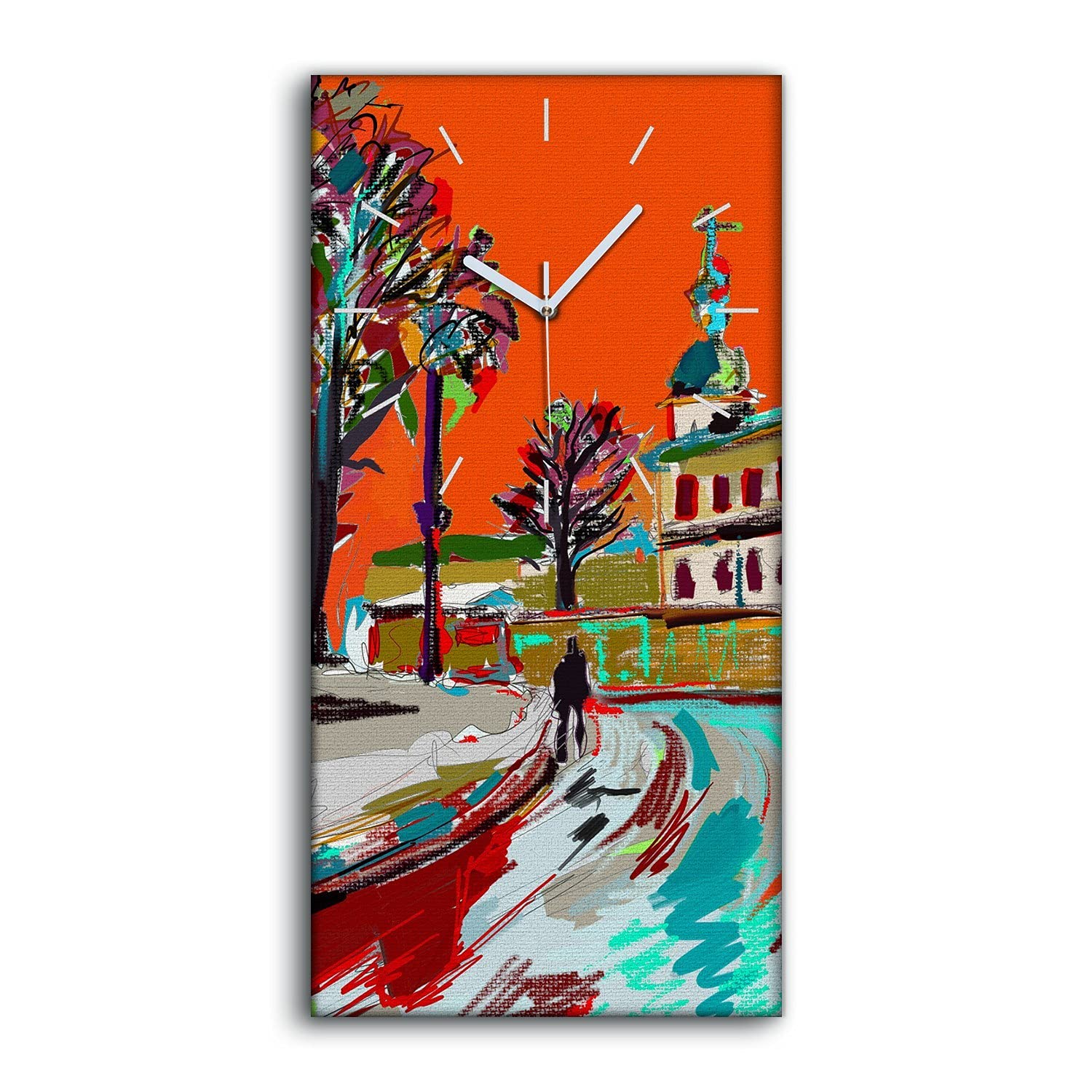 Horloge sur toile salon moderne image art mural hivernal 30x60cm