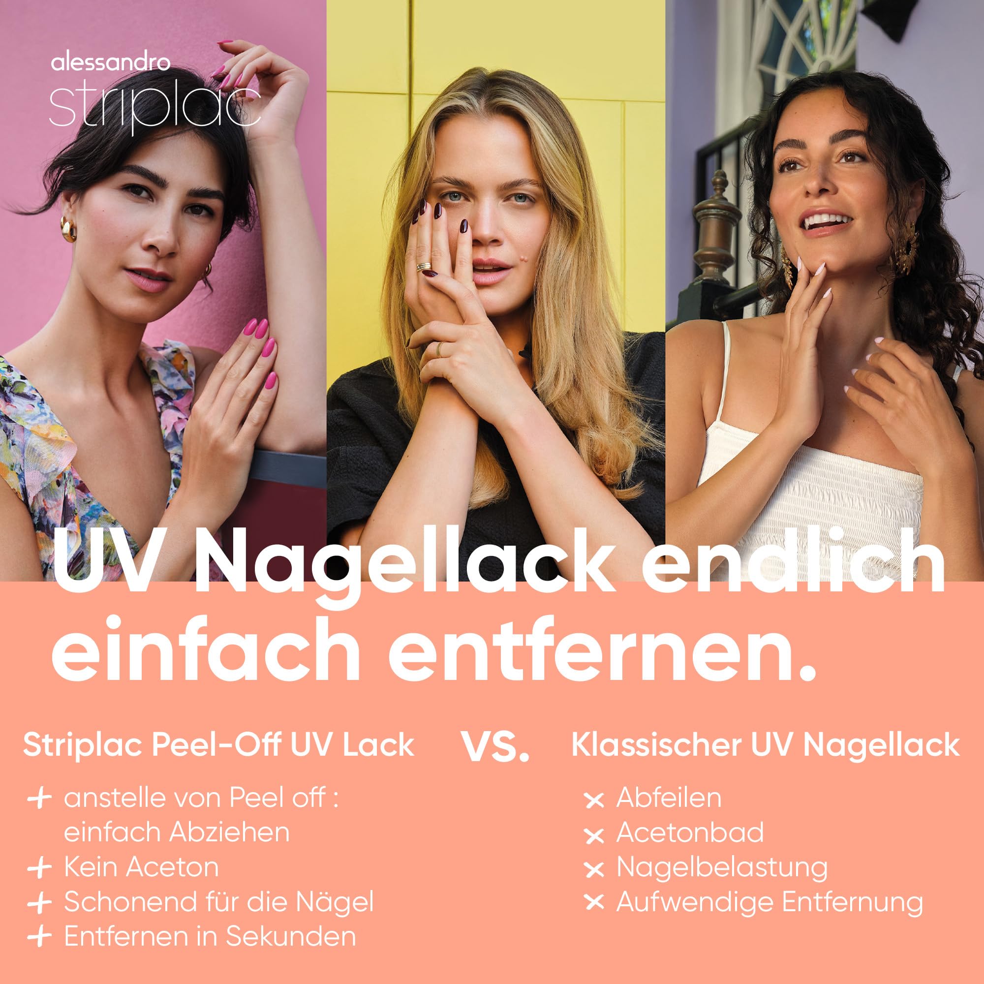 alessandro Striplac UV Nagellack Set - Normale & Weiche Nägel - Bis zu 15 Tage Halt ohne Absplittern - Leichtes Entfernen - Schonend & Vegan - Inkl. LED-Lampe