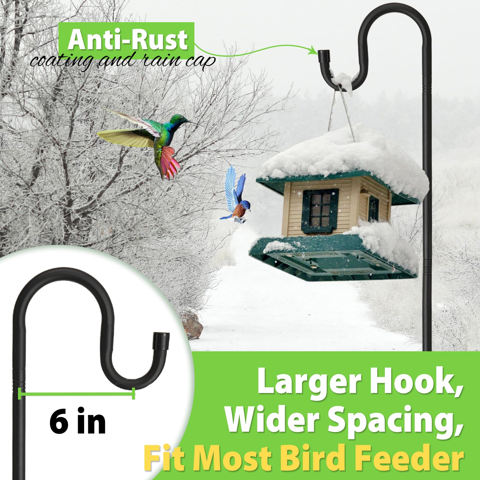 Gtongoko Schäferhaken Outdoor – 274 Cm Hoch, Verstellbar, 7-Zinken-Basis, Für Vogelfutterhaus & Blumenampeln