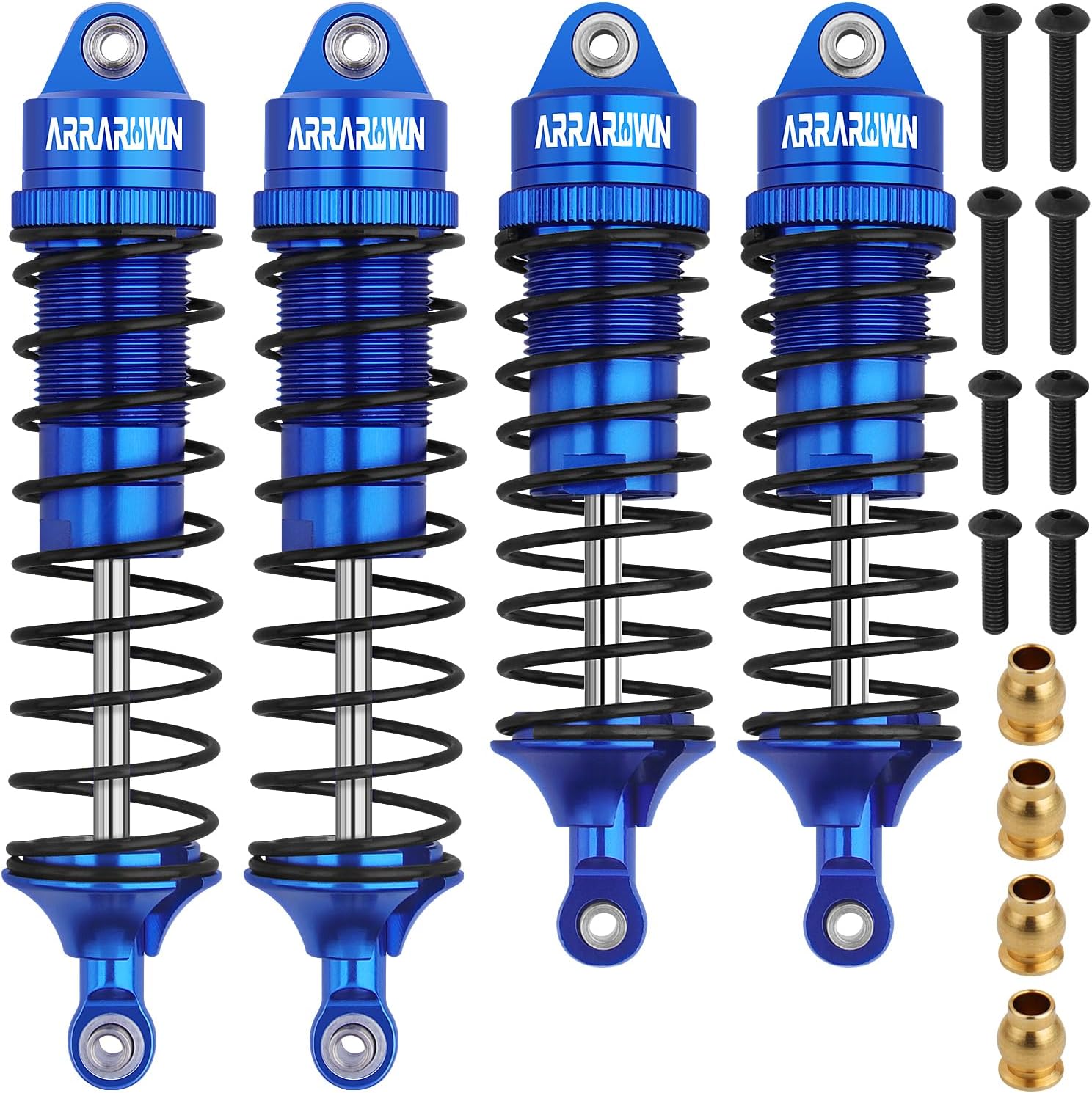 4PCS 1:10 Scale RC Car Shock Front & Rear Shock Absorber Assembled Set Compatible with 1/10 Traxxas Slash/Rustler/Stampede 4x4 4WD Upgrade Replacement Parts#5862(Blue)