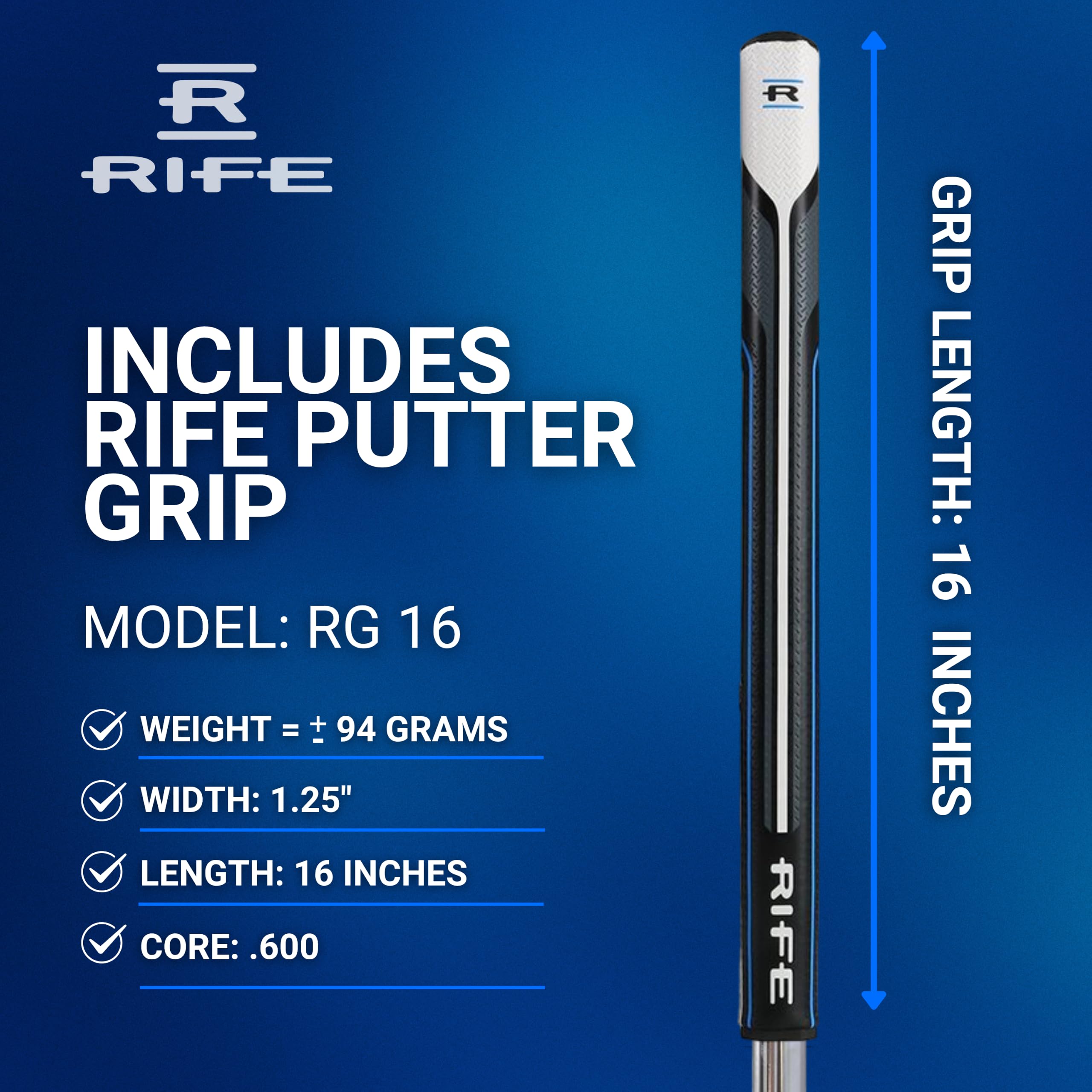 Rife ENZO Putter - Putter extralargo de 38 pulgadas de longitud total con agarre extra largo para putter de golf