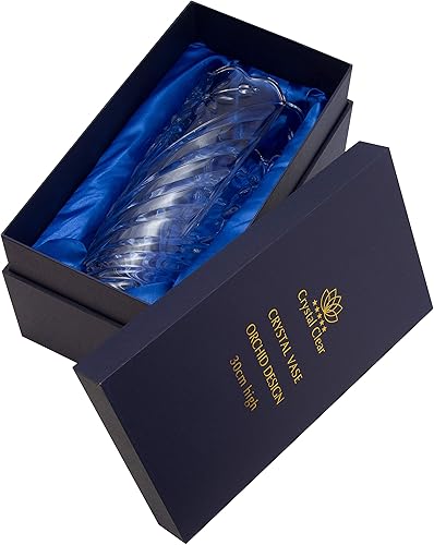 Miniatura 5 de Jarrón de cristal CS de 12 pulgadas de alto, diseño de orquídea, para flores y decoración. Bonita pieza brillante. Perfecto como regalo, adecuado