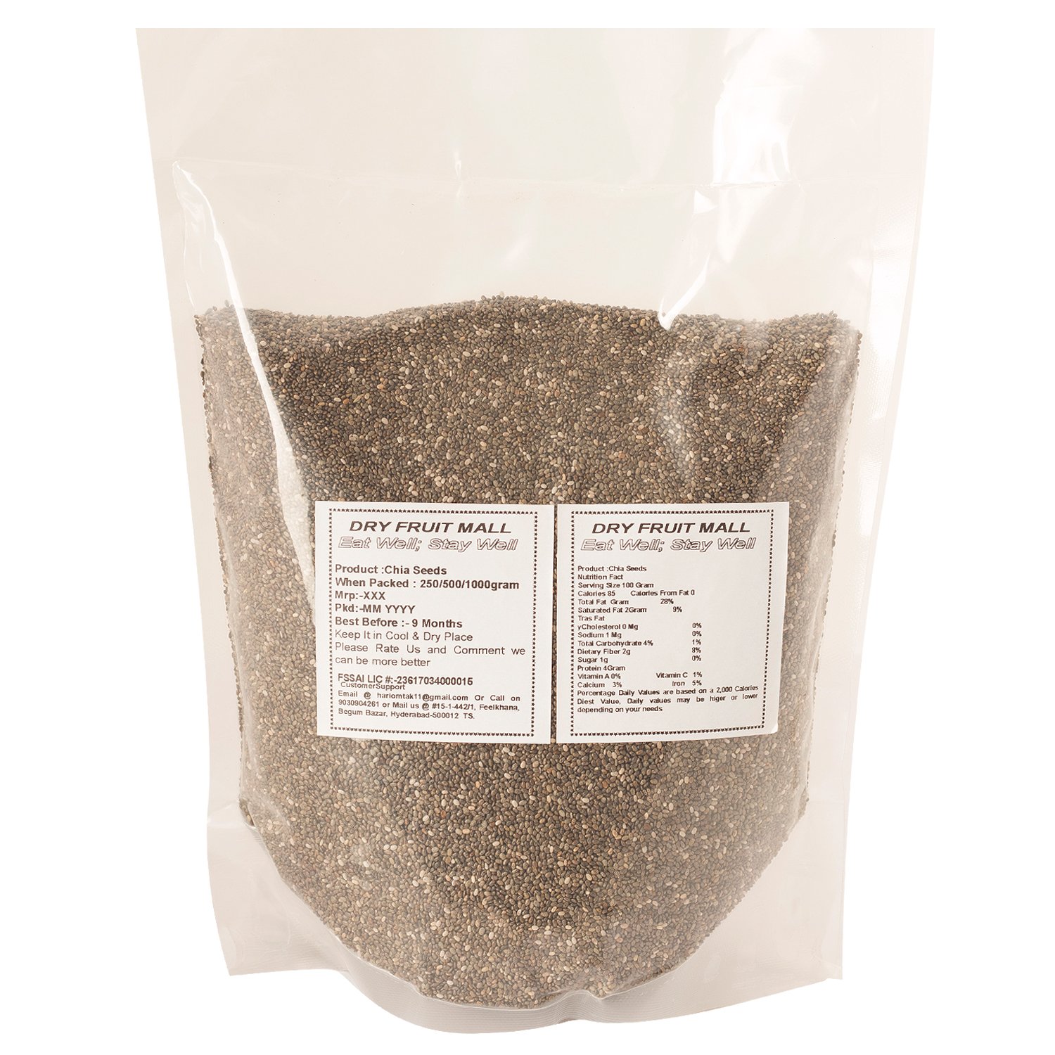 Sainik's Dry Fruit Mall Premium Organic Chia Seeds for Weight Management, Rich in Fiber 1 Kg