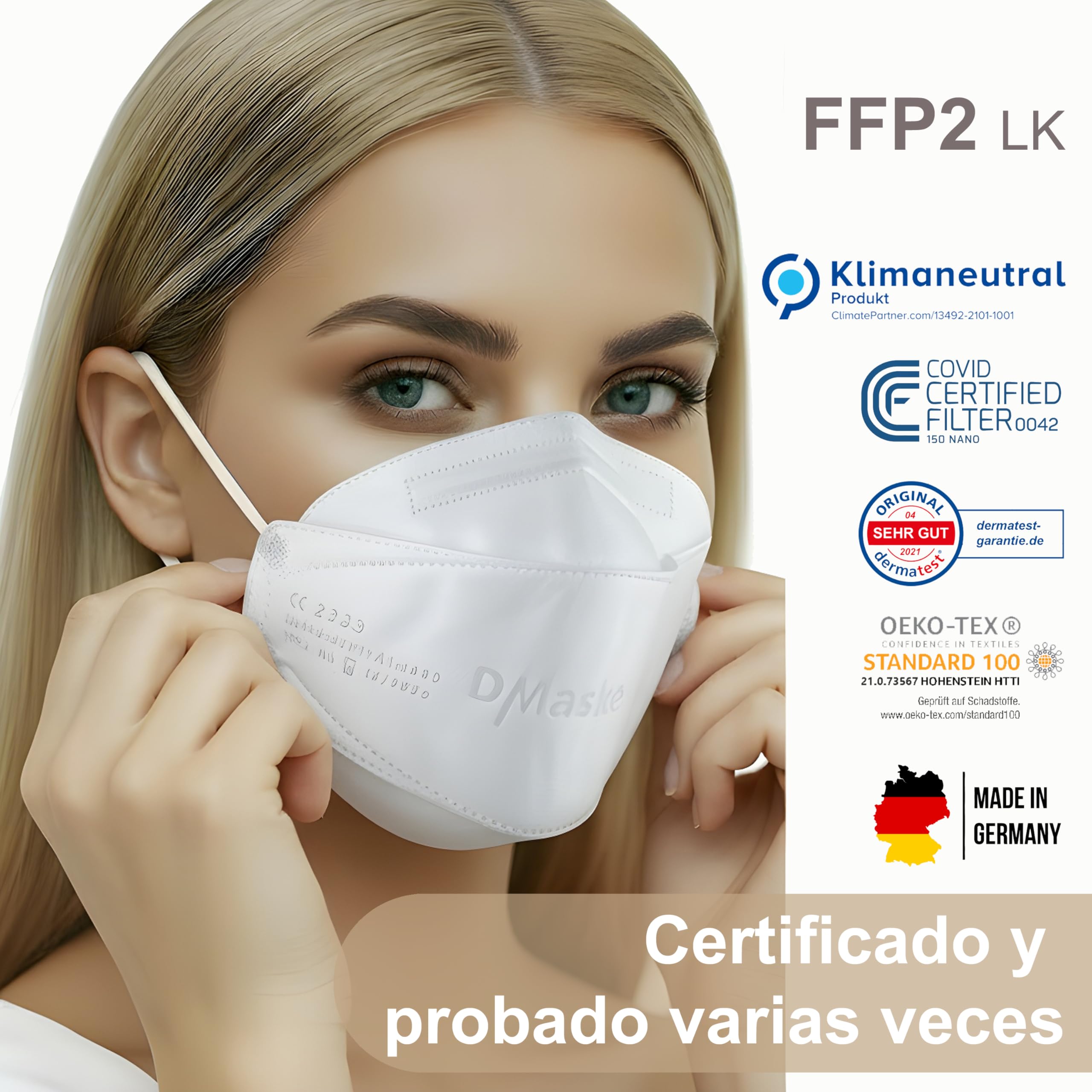 Mascarillas FFP2 Blanco | protector bucal | protección respiratoria | respirador | Amigable con la piel - Transpirabl | EN 149:2001+A:2009, CE 2233 GEPTEST
