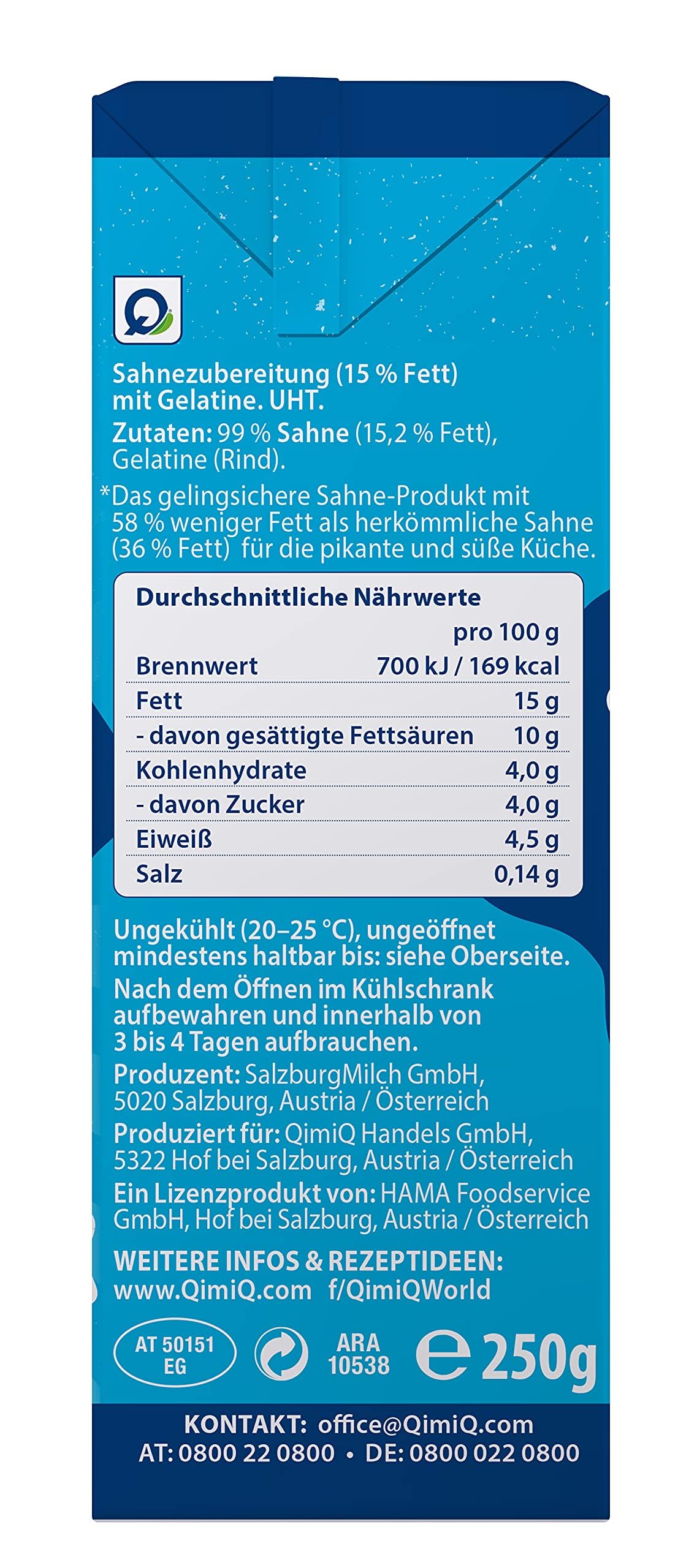 QimiQ Classic natürliches Sahneprodukt Natur 3x250g