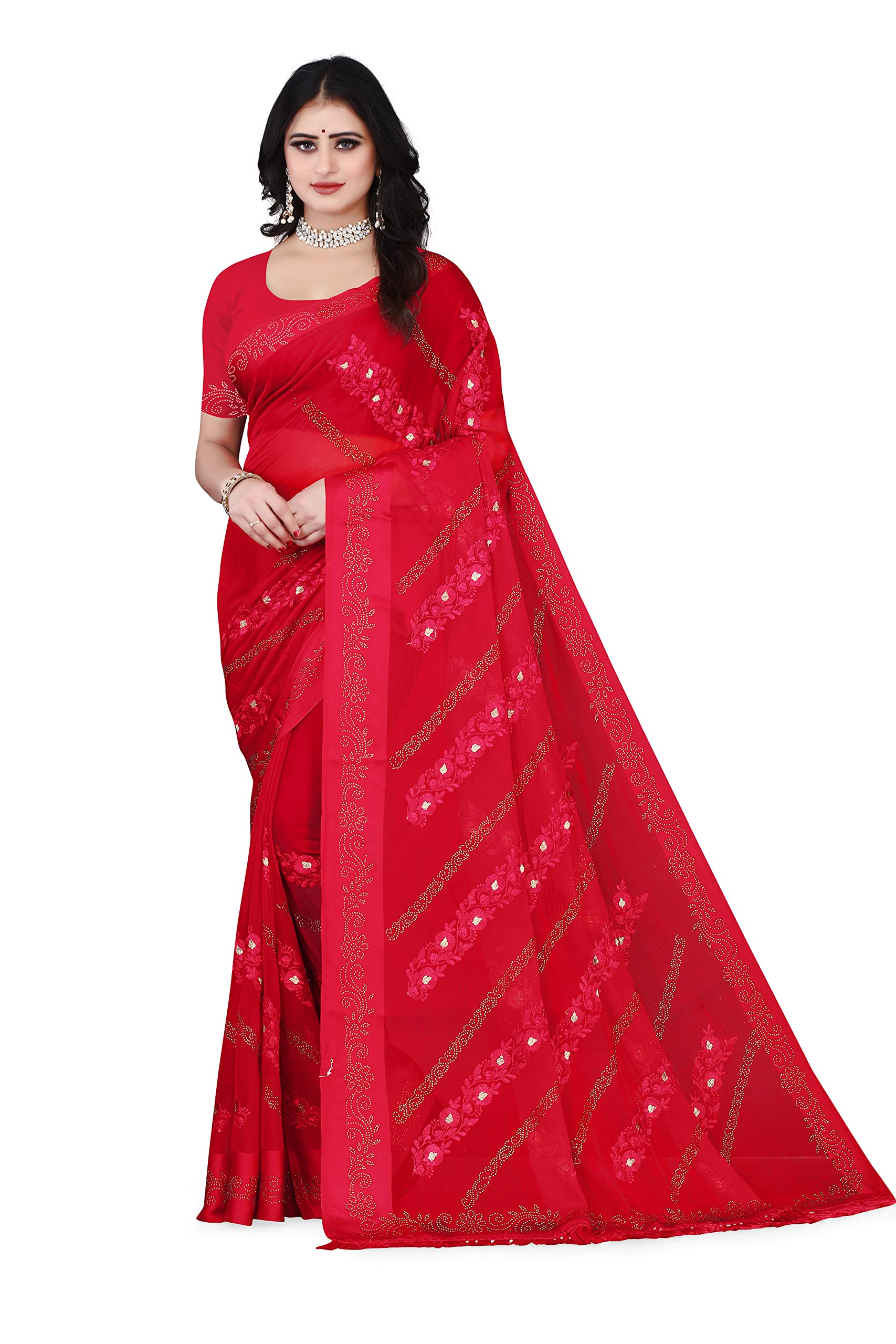 CHITRAKSHI SATIN CHIFON SAREE WITH BLOUSE