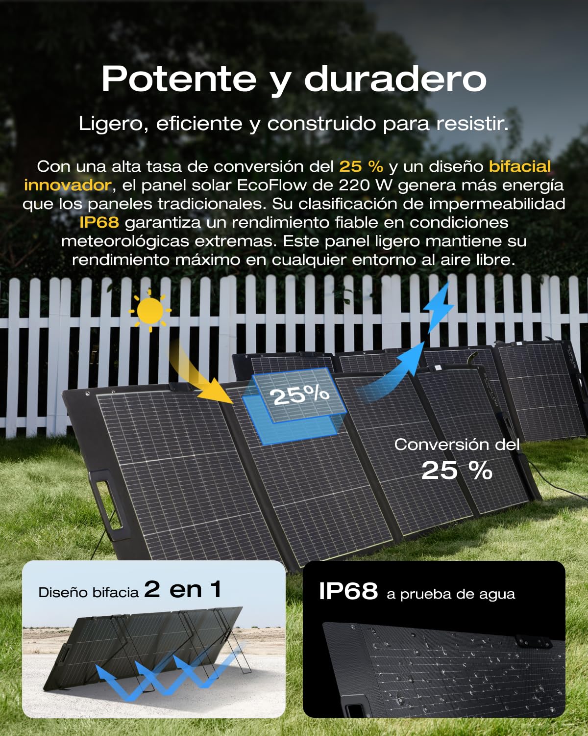 Generador solar EF EcoFlow DELTA 3 con panel solar de 220 W