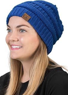 Funky Junque Solid Ribbed Beanie Slouchy Soft Stretch Cable Knit Warm Skull Cap