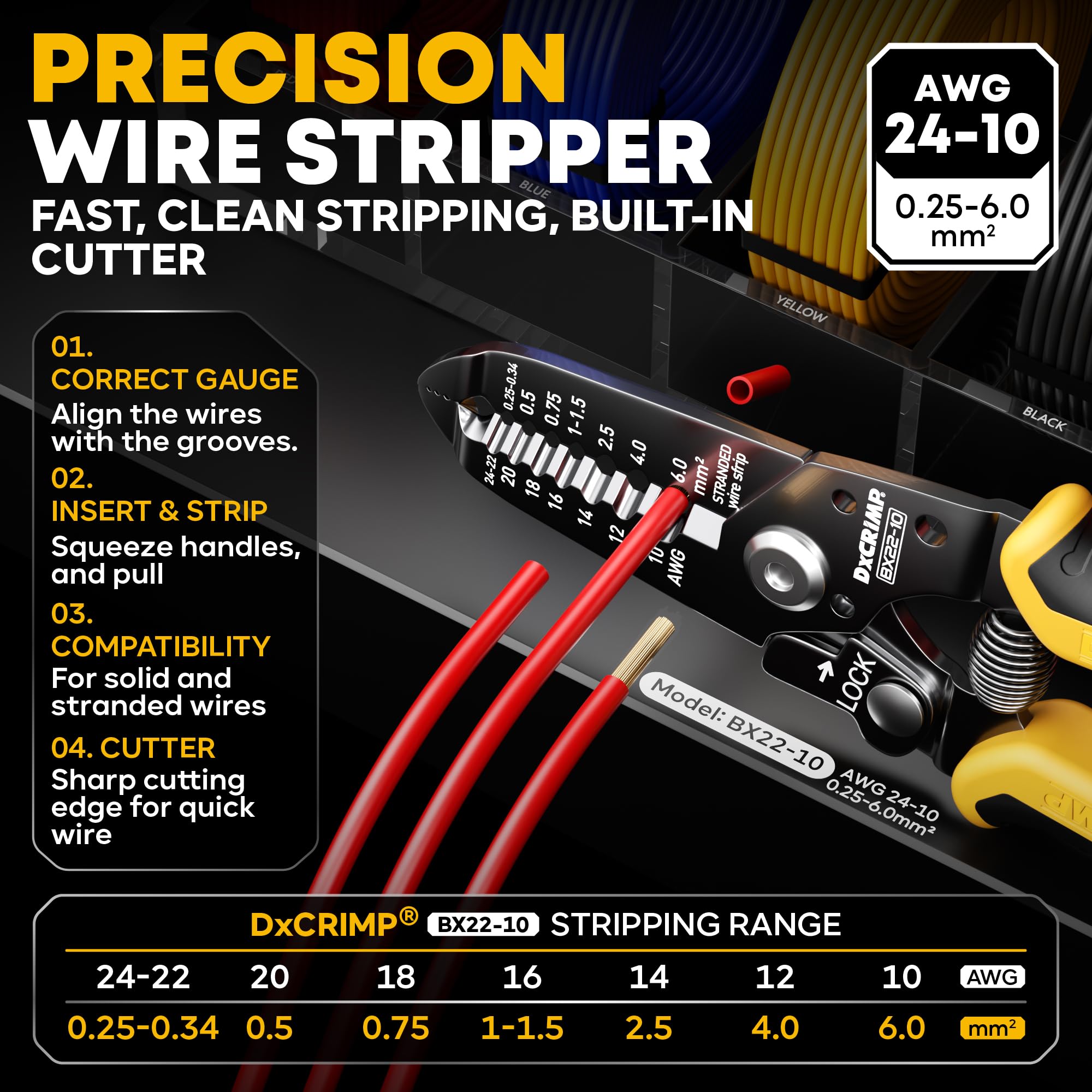 DxCRIMP DT & DTM - Set di connettori impermeabili per auto con pinza crimpatrice a 2/3/4/6 poli | Misura 16/20 contatti, pinza crimpatrice (0,34-2,5 mm²), spelafili e 2 strumenti di estrazione. IP68 per auto, moto e camion