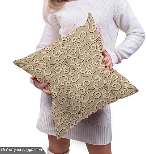 Miniatura 5 de Ambesonne Tela beige de The Yard, patrón de damasco de remolinos florales barrocos, estilo victoriano clásico en fondo retro antiguo, tela