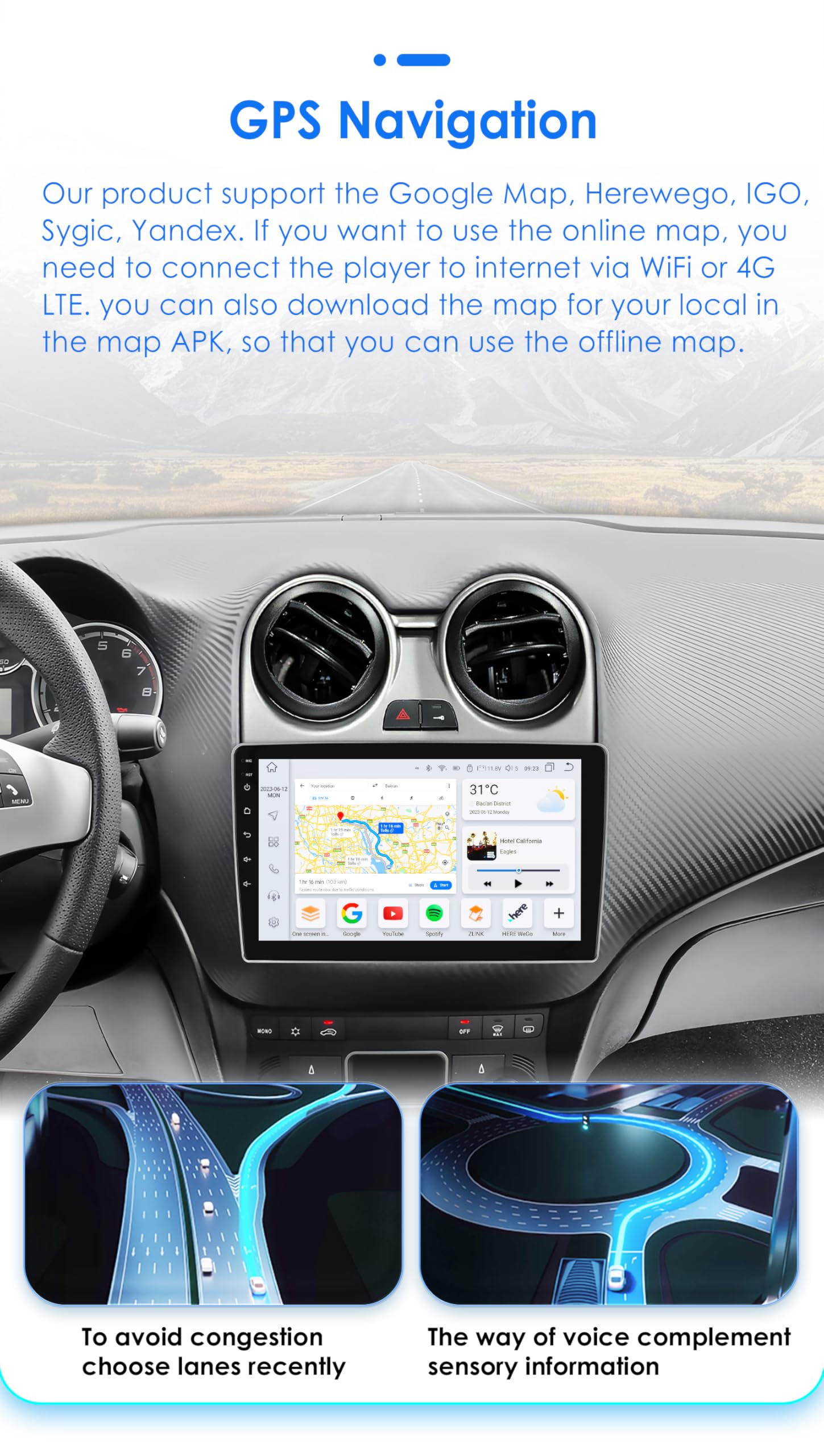 Autoradio Android 13 9" per Alfa Romeo MiTO 955 2008-2016 con Carplay Wireless Android Auto 8-Core 4G+32G Display QLED WiFi Navigazione Bluetooth 5.0