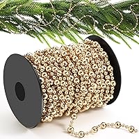 Vista 9 de Pangda Guirnalda de cuentas de 49 pies para árbol de Navidad, hilo de perlas artificiales de plástico, cadena de rollo para Navidad, manualidades