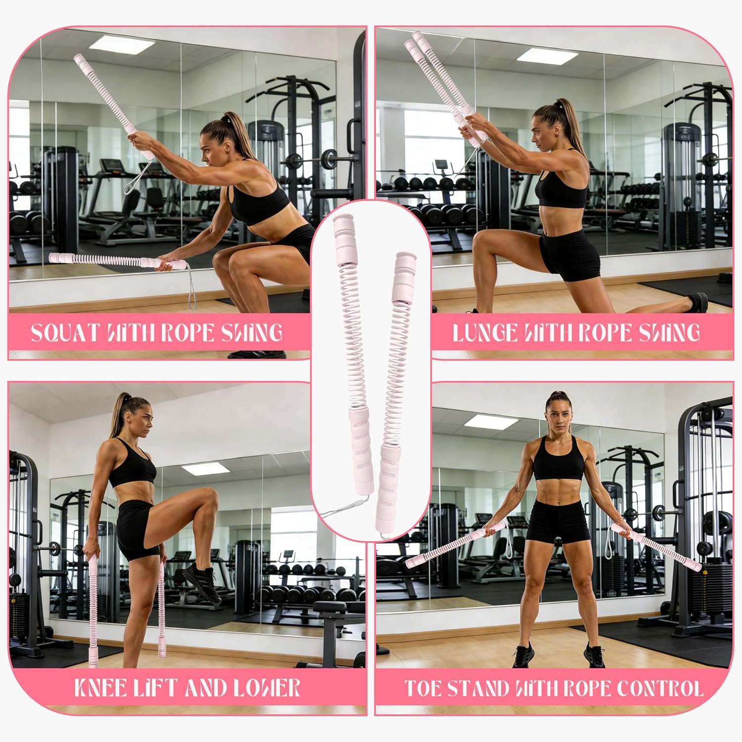 Wildarms Upgrade Cordless Battle Rope with Adjust Weight Ropeless Battle Ropes for Strength Training Portable Battle Ropes for Home Gym (Pink)