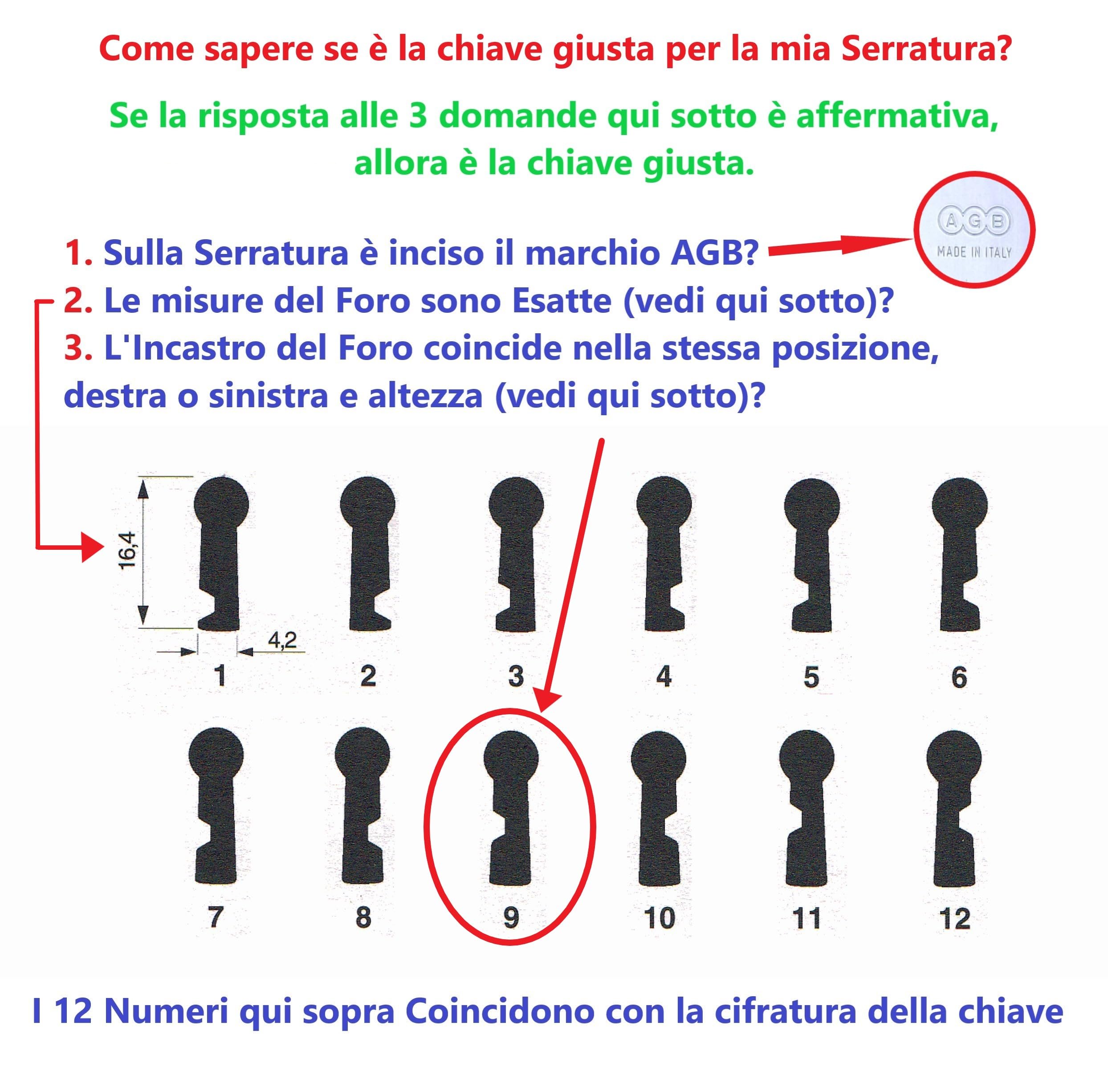 Chiave Per Serrature SOLO AGB - Numero 4, Bronzata, Diametro 6 Mm, Per Serie PATENT, CENTRO, POLARIS - Foto 11