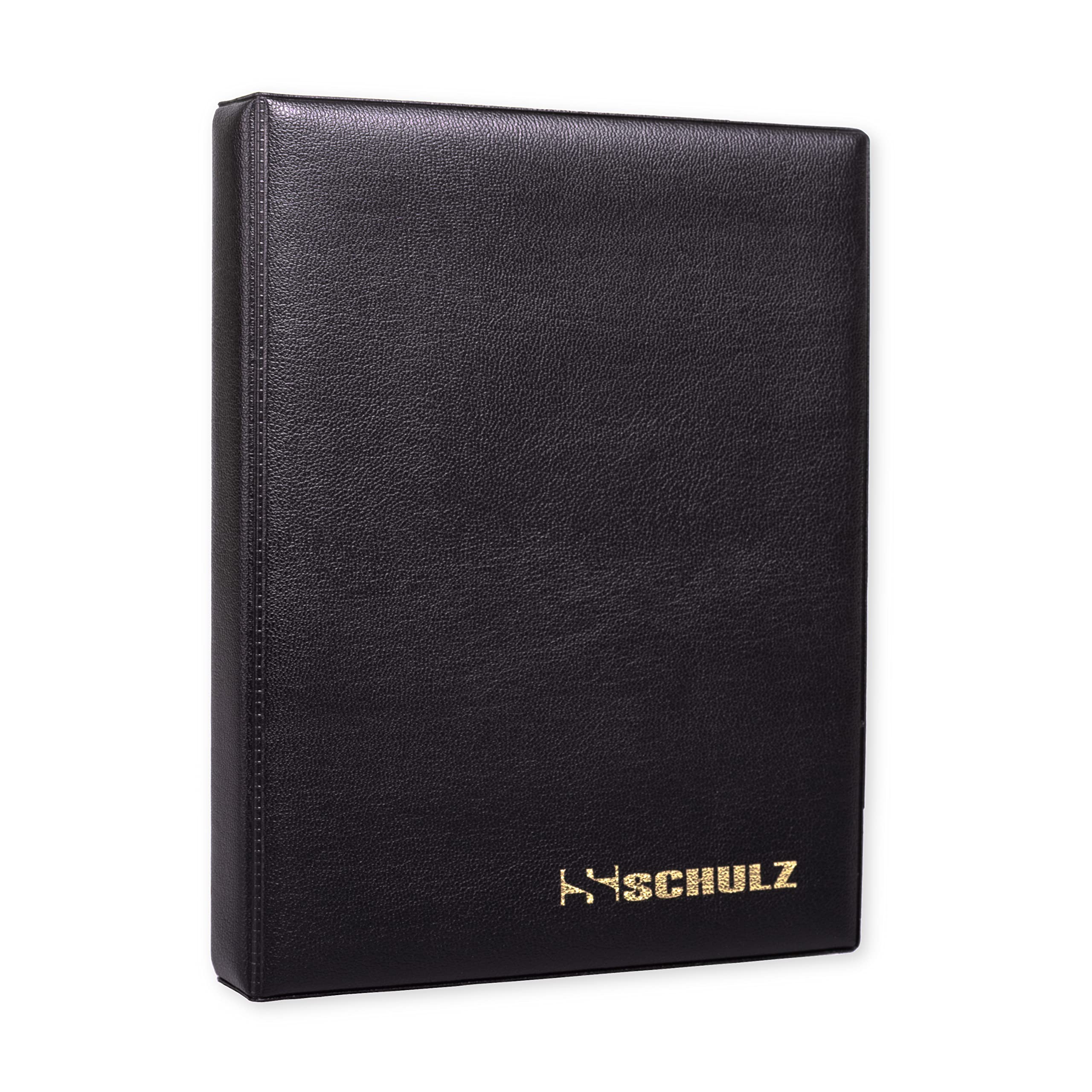 Coin Collection Album – 50p £1 £2 A-Z 10 pence 10p Storage Binder – Mini Handy Pocket Collecting Holder - Protect and Store 120 Coins - Original SCHULZ Coin Album in Black