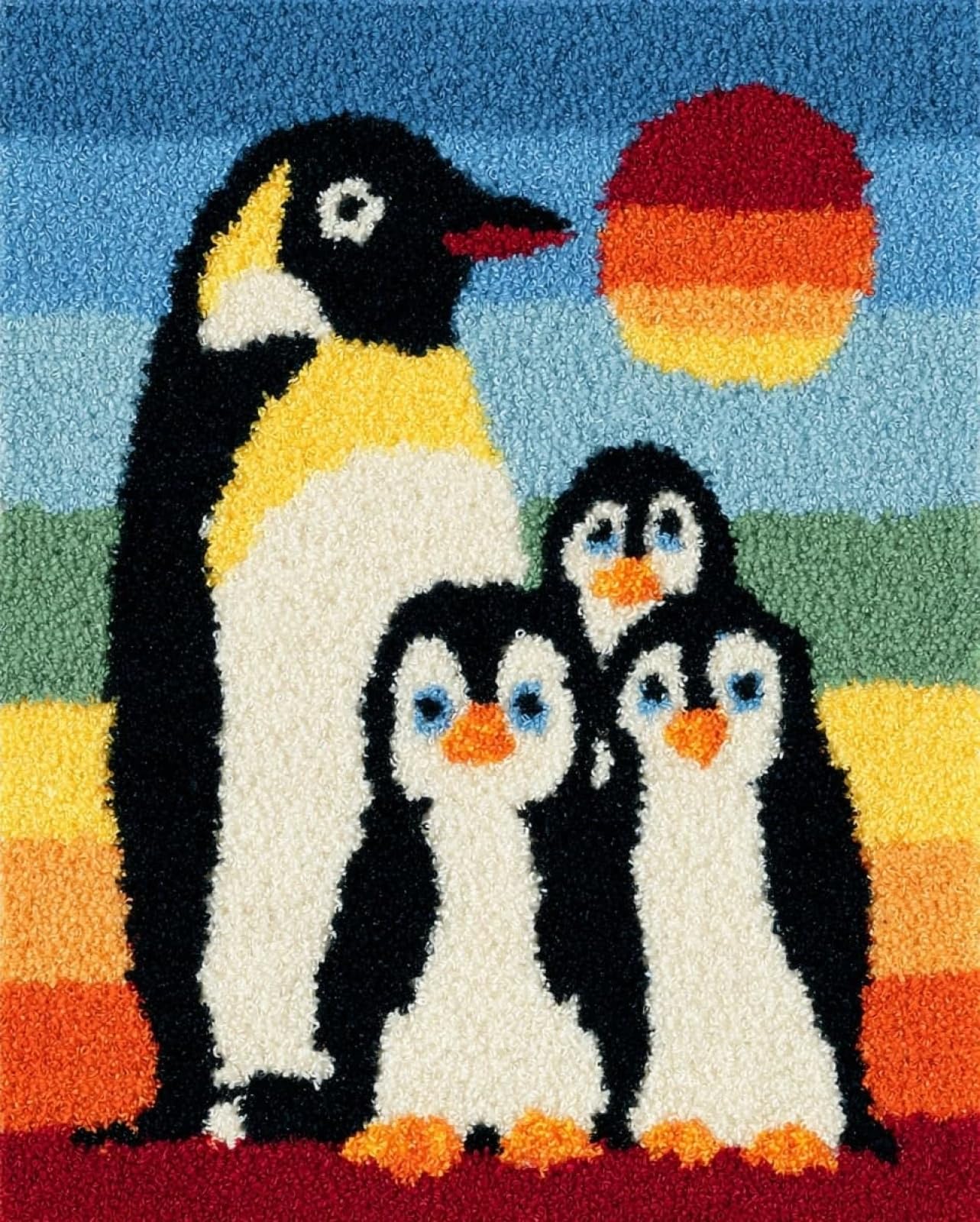 Wallphantom Latch Hook Rug Kits for Adults,Penguin Family