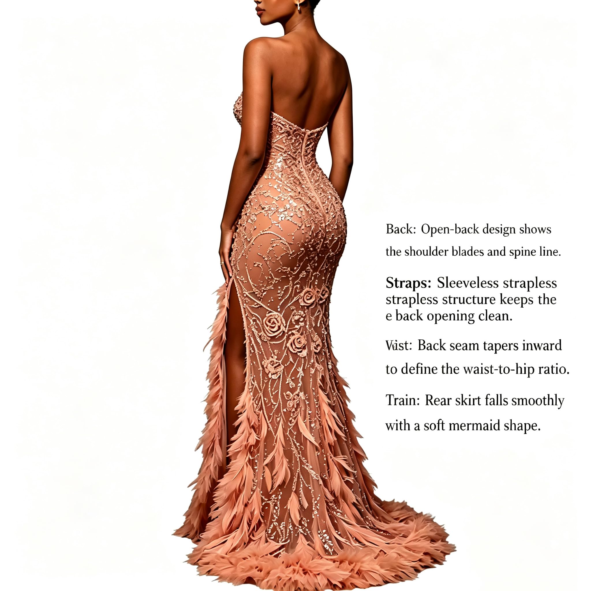 Abito da Sera da Sirena Elegante da Donna con Paillettes E Tulle