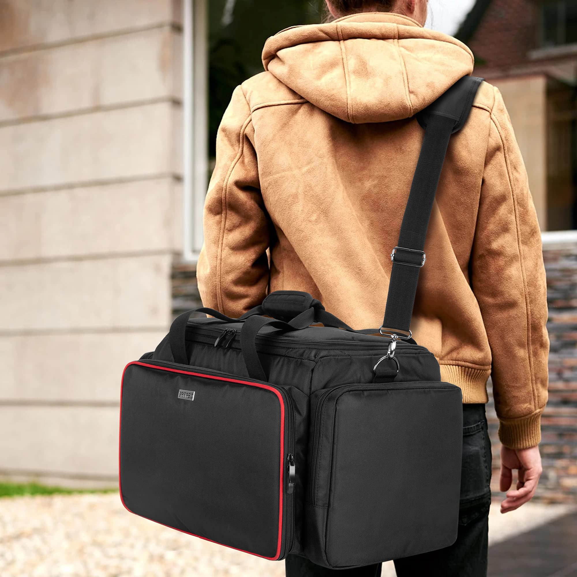 BAFASO Borsa da Parrucchiere Grande con Divisori Regolabili, Professionali Borsa per Parrucchieri, Valigetta per il Trasporto di Barbiere, Nero