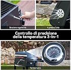 Foto di Barbecue a Carbonella, Barbecue con Coperchio, Superficie Cottura: 56×42,5 cm, Vassoio Carbone Regolabile in Altezza, Tavolino Laterale Pieghevole, Con Copertura Barbecue da Esterno
