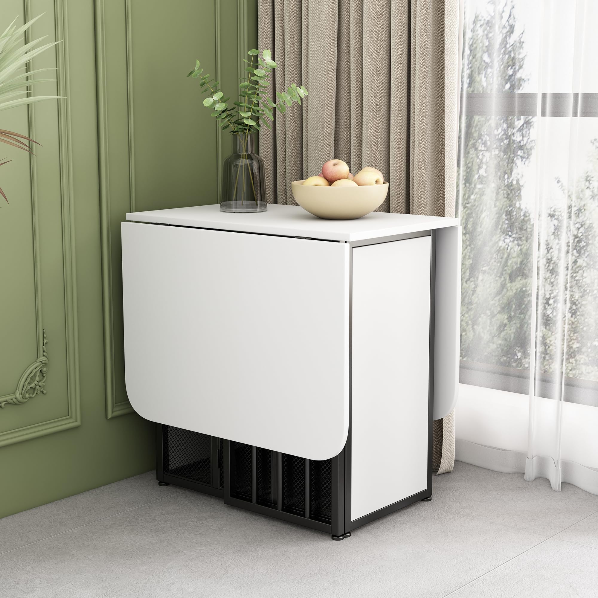 Tavolo Da Pranzo Pieghevole E Allungabile 3 Forme – Con Cassetti E Ripostiglio, Per 4-7 Posti, Stile Moderno - 4