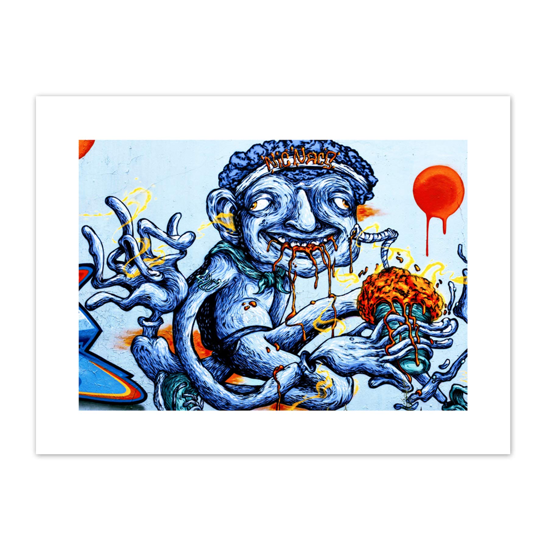 Graffiti Weird Guy Eating Canvas Wall Art Print